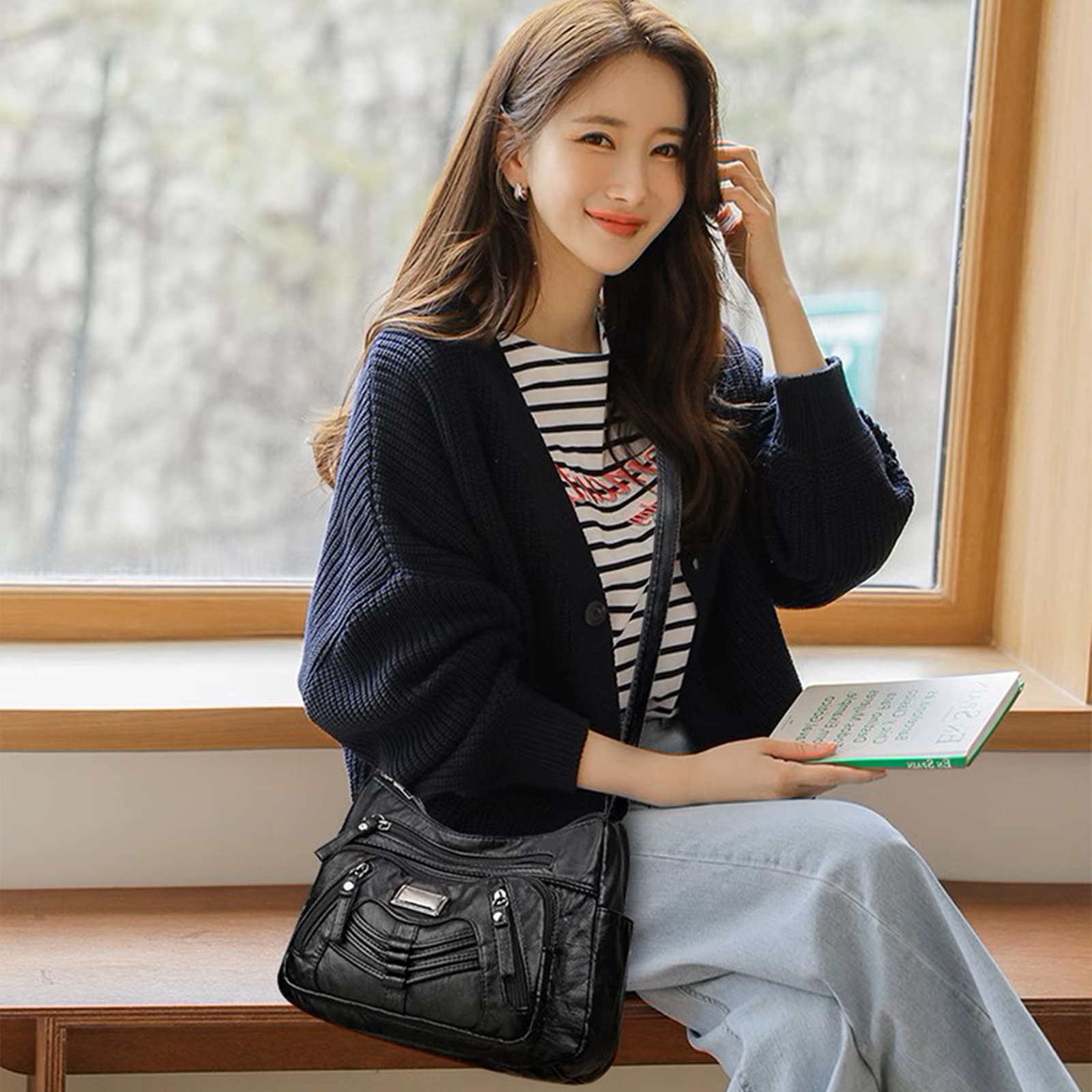 Bolso Crossbody para Mujer de Cuero PU Suave con Múltiples Bolsillos miniatura 7