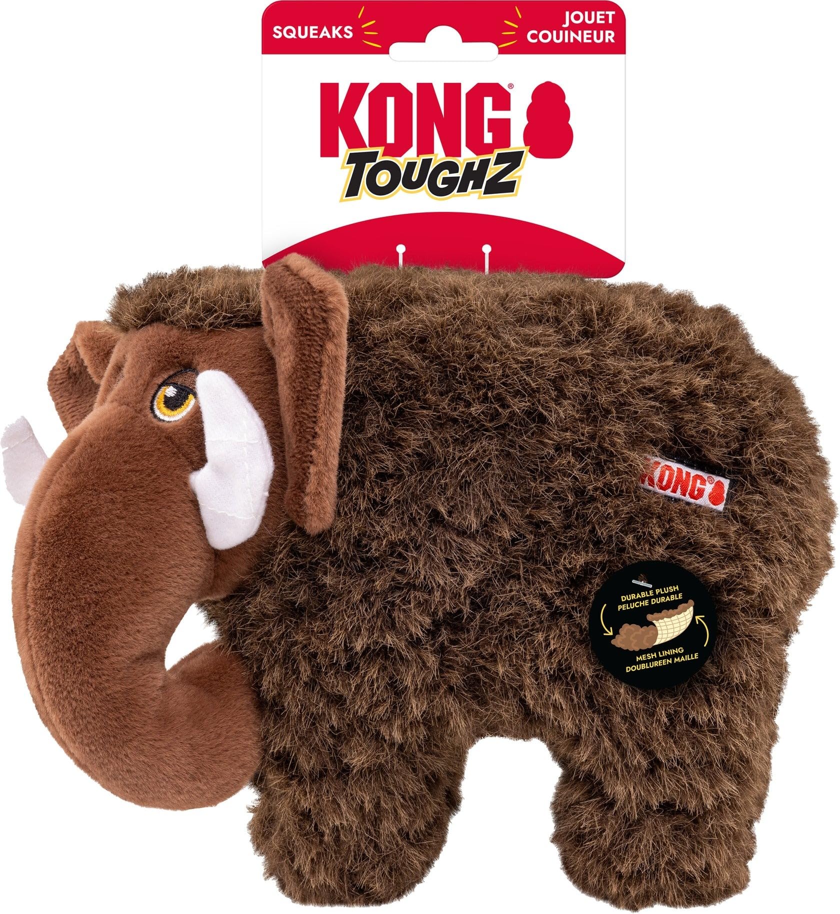 KONG Toughz Durable Dog Plush Toy – Durable Soft Chew Toy for Aggressive Chewers, Safe and Interactive for Dogs (Mammoth)