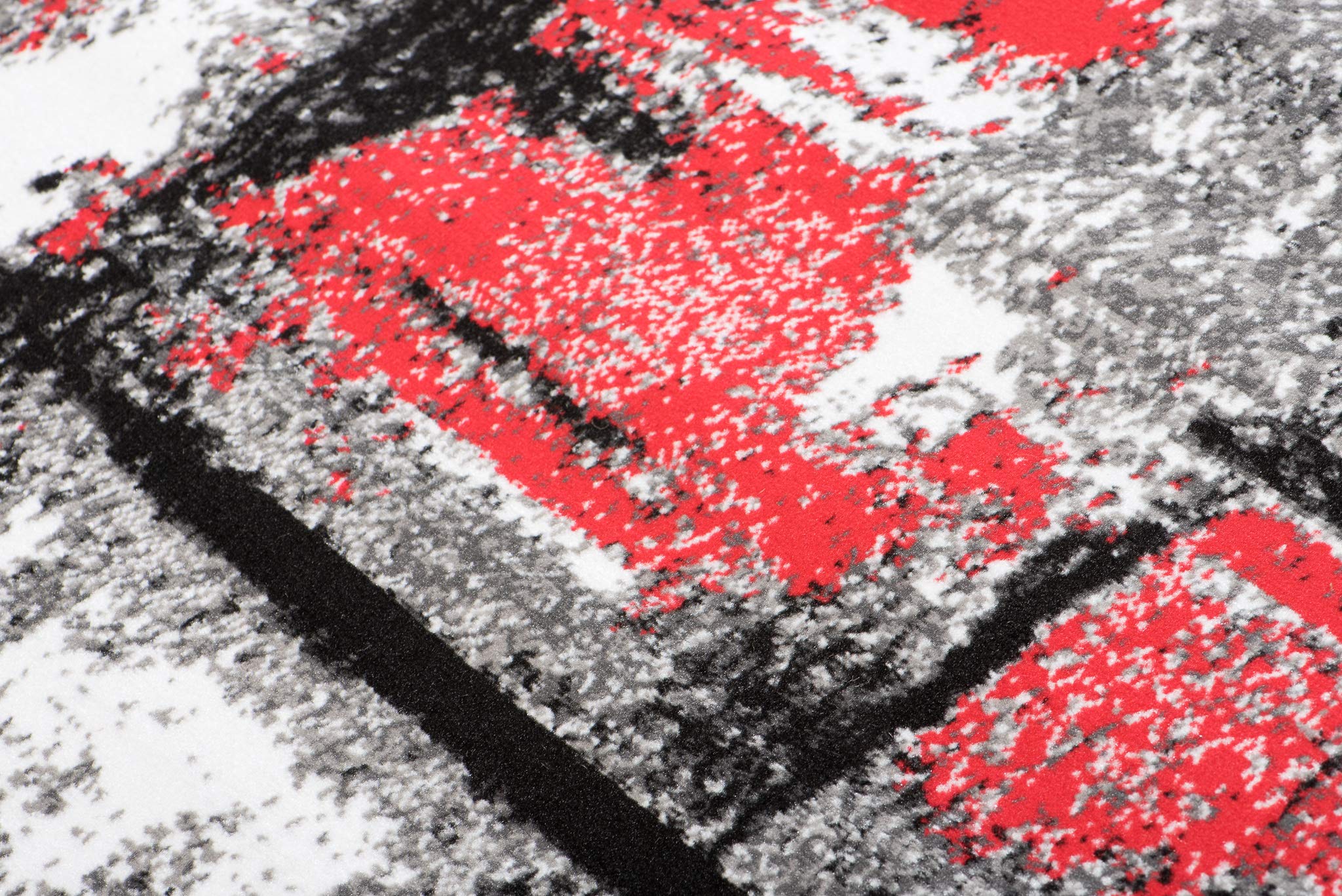 TAPISO Maya dywan z krótkim włosiem, nowoczesny, szary, kremowy, czerwone paski, melanż, do salonu, sypialni, Öko-Tex, 200 x 300 cm