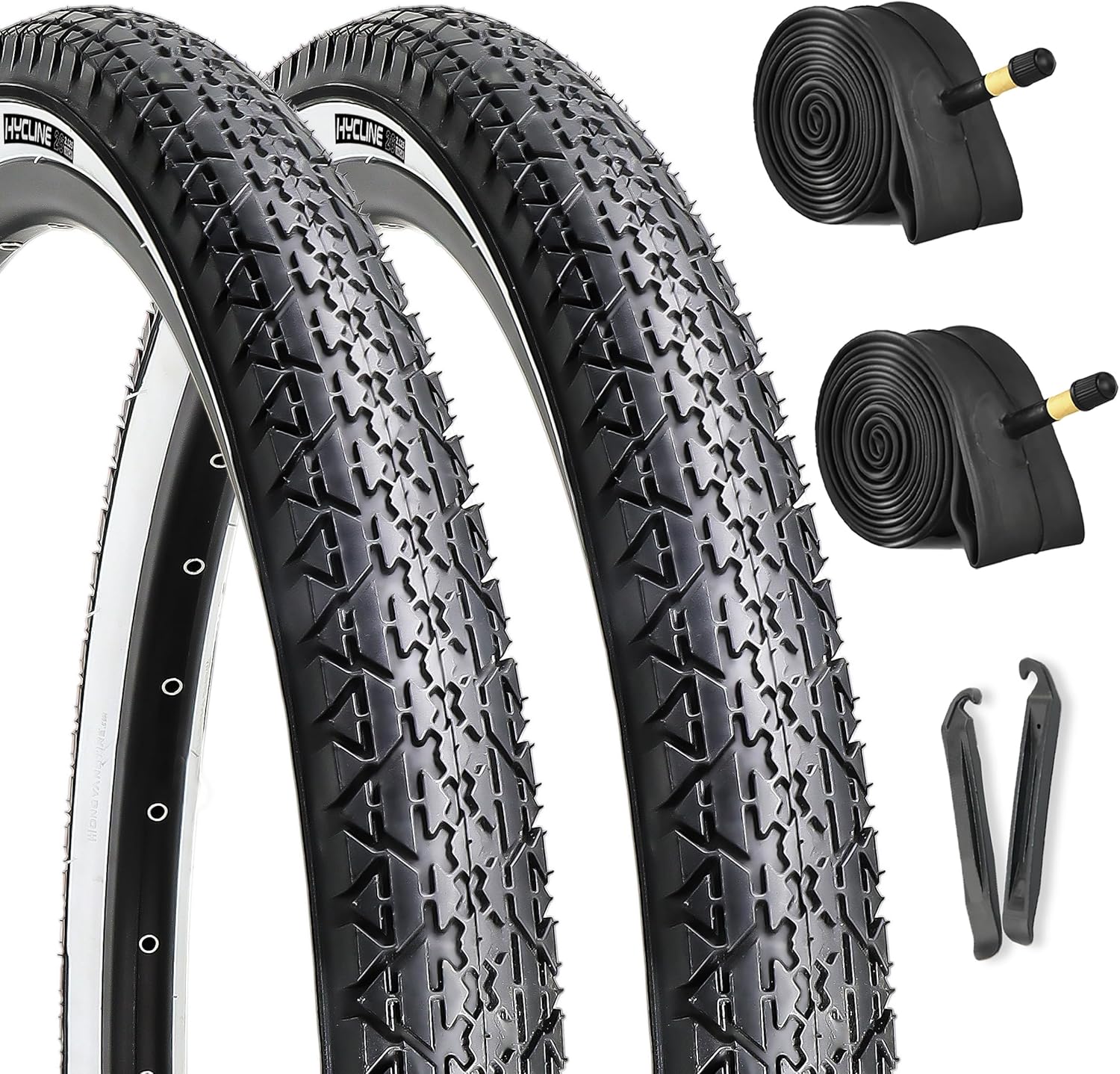 Hycline 26x2.125 Beach Cruiser Bike Tires 2-Pack with Tubes & Levers - Folding, Puncture-Resistant for Urban Commuting & Cruisers