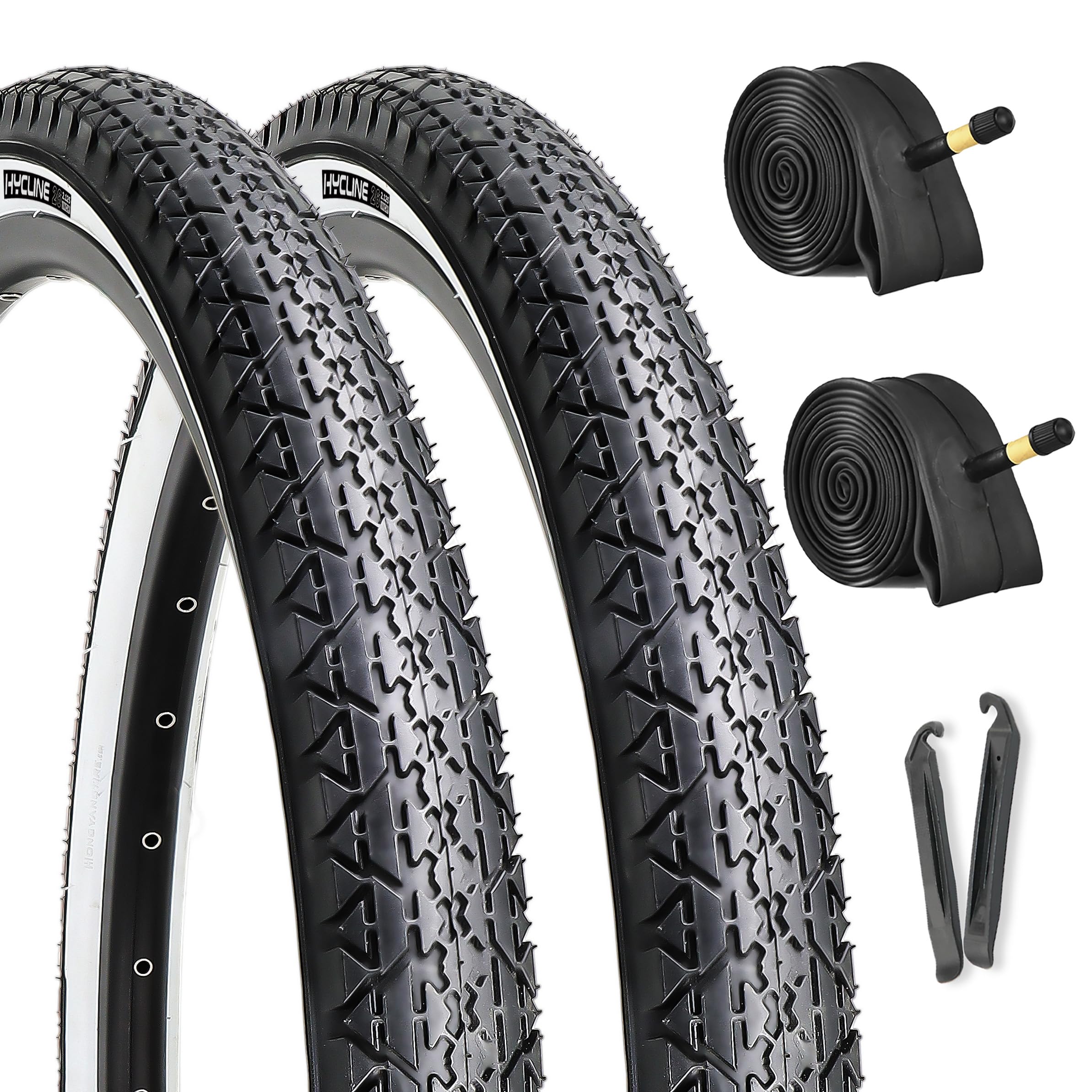 Hycline 26x2.125 Cruiser Bike Tires Set: 2-Pack 26-inch Premium Butyl Rubber High-Performance Folding Replacement Bicycle Tires for Beach Cruiser and