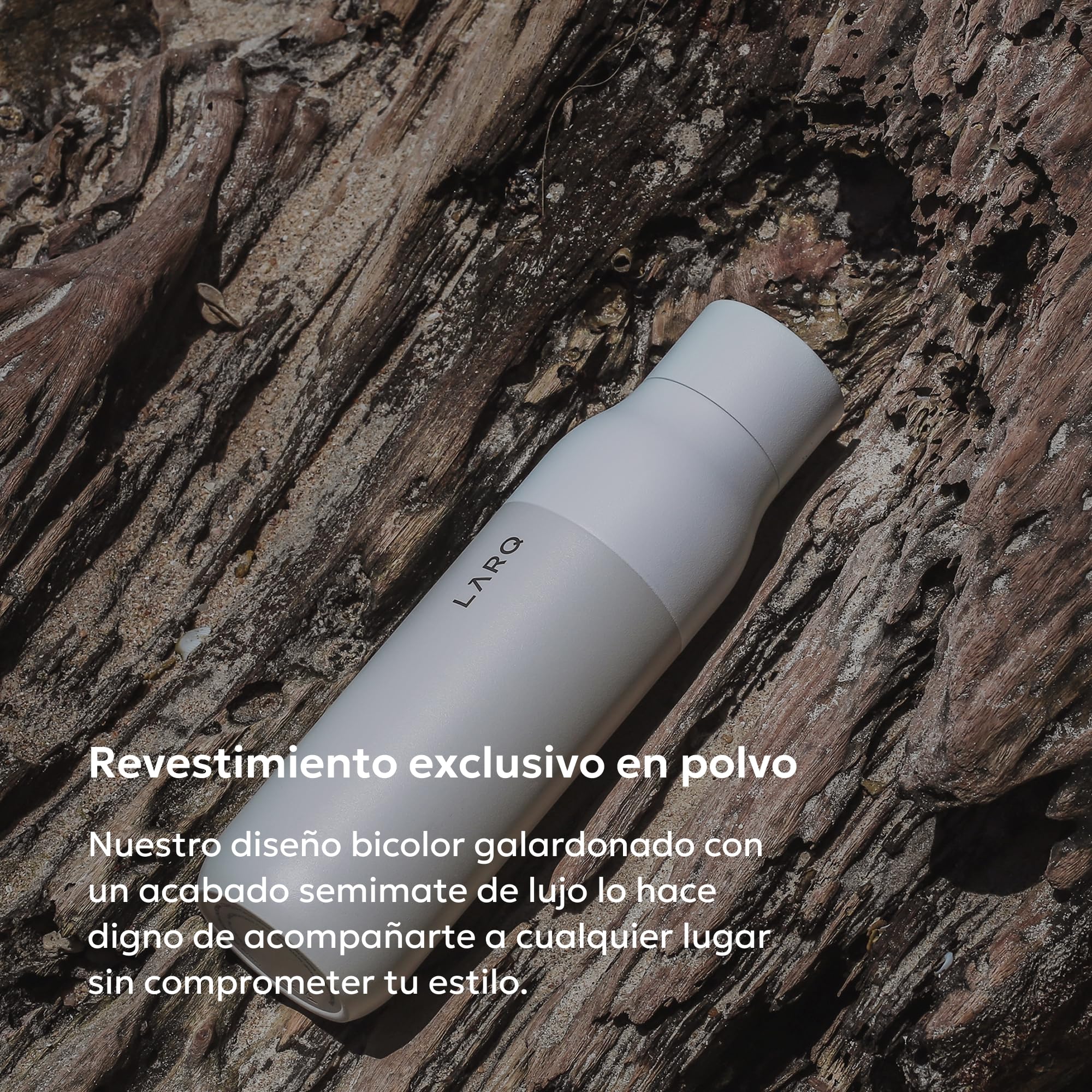 LARQ Twist Top - Botella de agua de acero inoxidable con aislamiento al vacío y diseño galardonado, termo, 740ml, Granite White