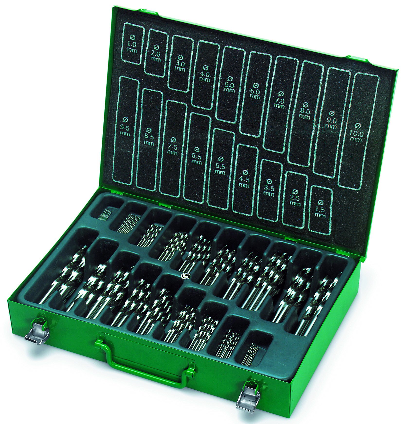 Gertus 1915710 Magazine Case with 170 Spiral Drill Bits in DIN 338 HSS-G 135° Diameter 1-10.0 mm