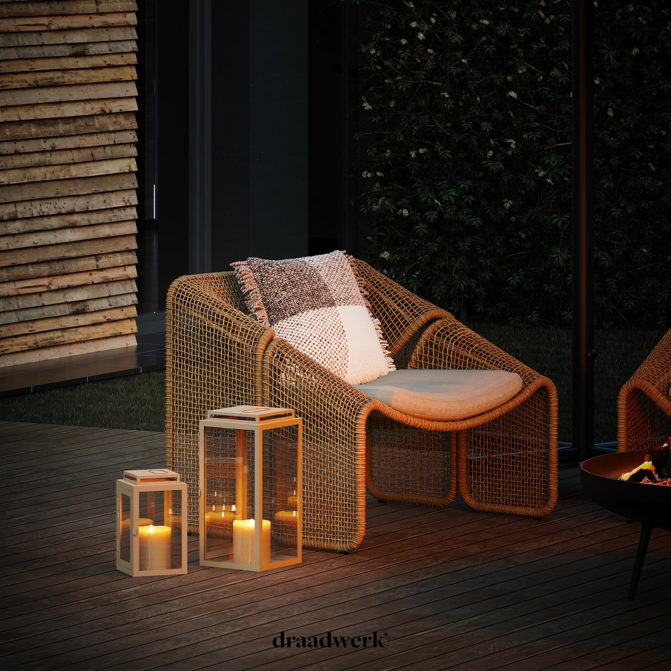draadwerk® Laternen 2er Set | Wohndekoration für Innen & Außen | Große Outdoor-Windlichter | Designer Dekoration für Wohnzimmer, Balkon & Garten (Creme weiß)