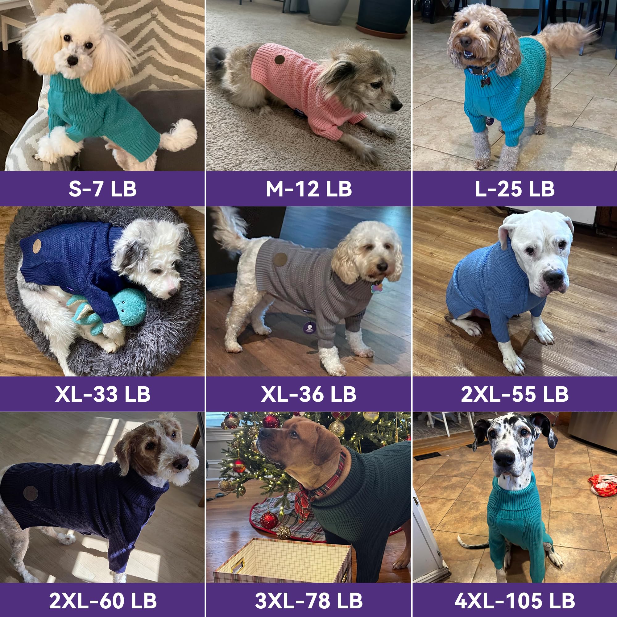 cyeollo Suéter cálido de cuello alto para perro grande, elástico y acogedor, suéter de punto con mangas para otoño e invierno, clima frío, ropa para perros grandes como Doberman Labrador, verde