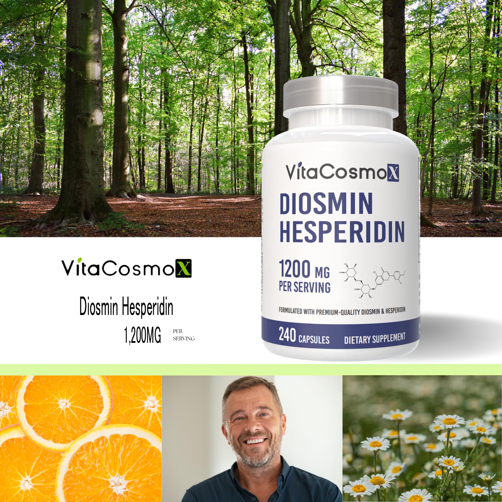 Diosmin Hesperidin 1200 mg Complex, 240 Capsules, Citrus Bioflavonoids Rich Fruit Extract, 100% Vegetarian, Non-GMO & Gluten Free — Amazon image 4