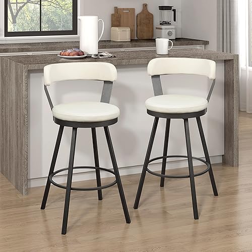 Lexicon Ruthie Taburete giratorio de altura (juego de 2), 30.5 pulgadas SH, blanco