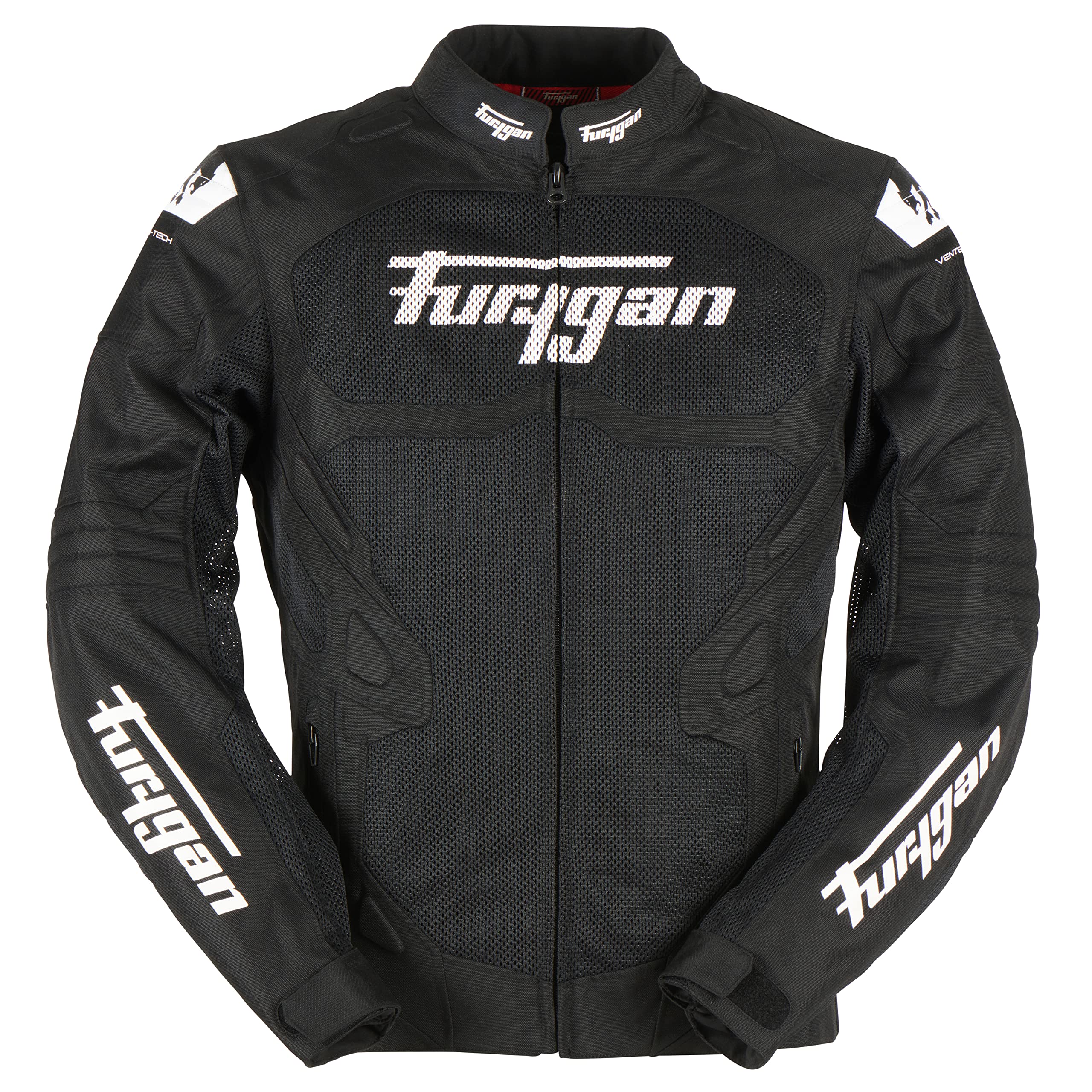 Furygan Veste de moto homme ATOM VENTED EVO - Protection avancée des épaules et des coudes D3O - Respirante - Manches réglables - Noir-Blanc - 3XL