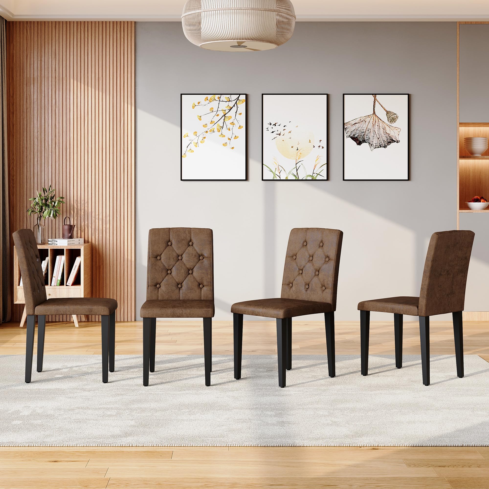 Set di 4 sedie per sala da pranzo, stile retrò, effetto velluto, con gambe in metallo