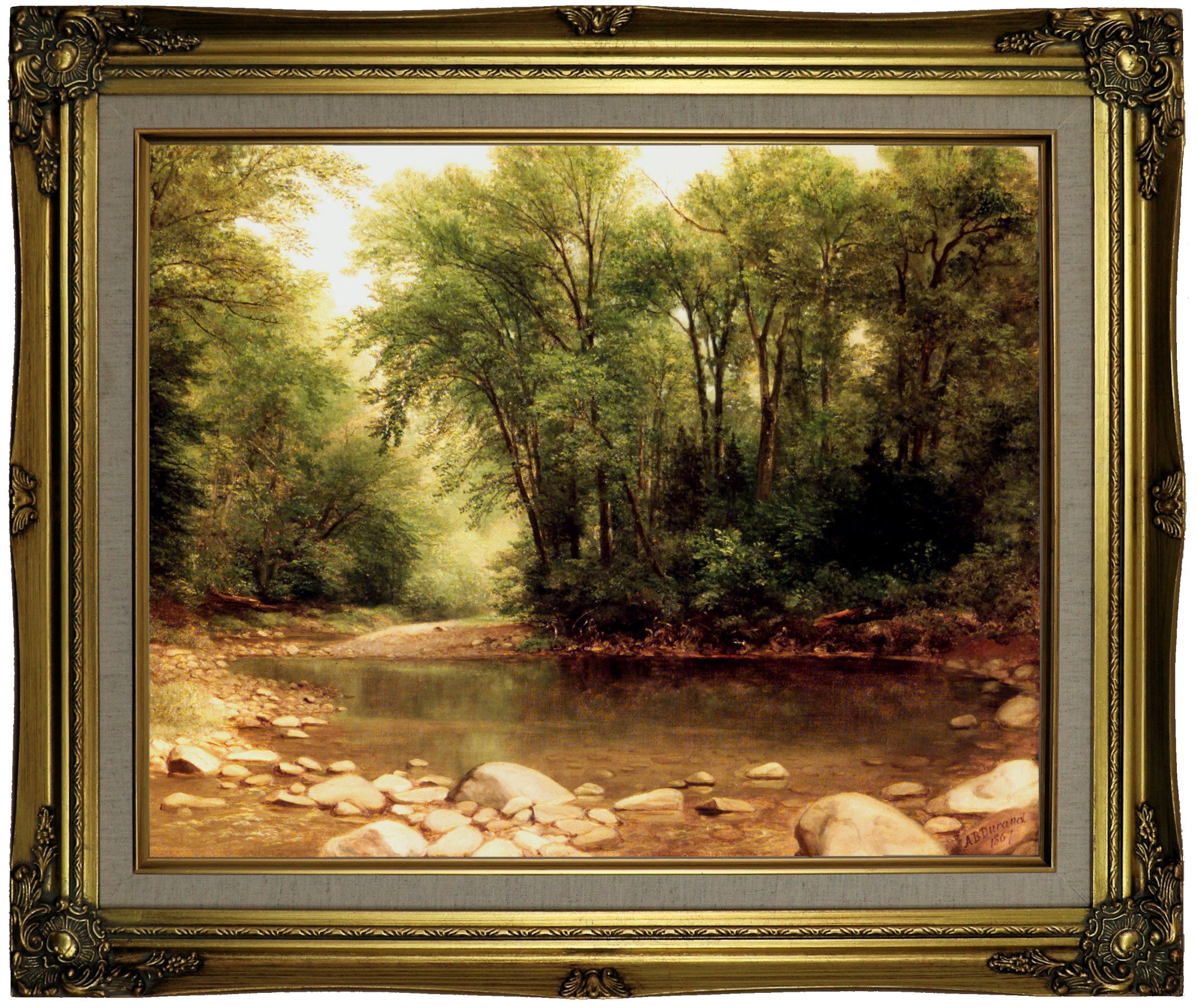 Historic Art Gallery Landscape 1867 by Asher B. Durand Framed Canvas Print, 16" x 20", Ornate Gold Lined