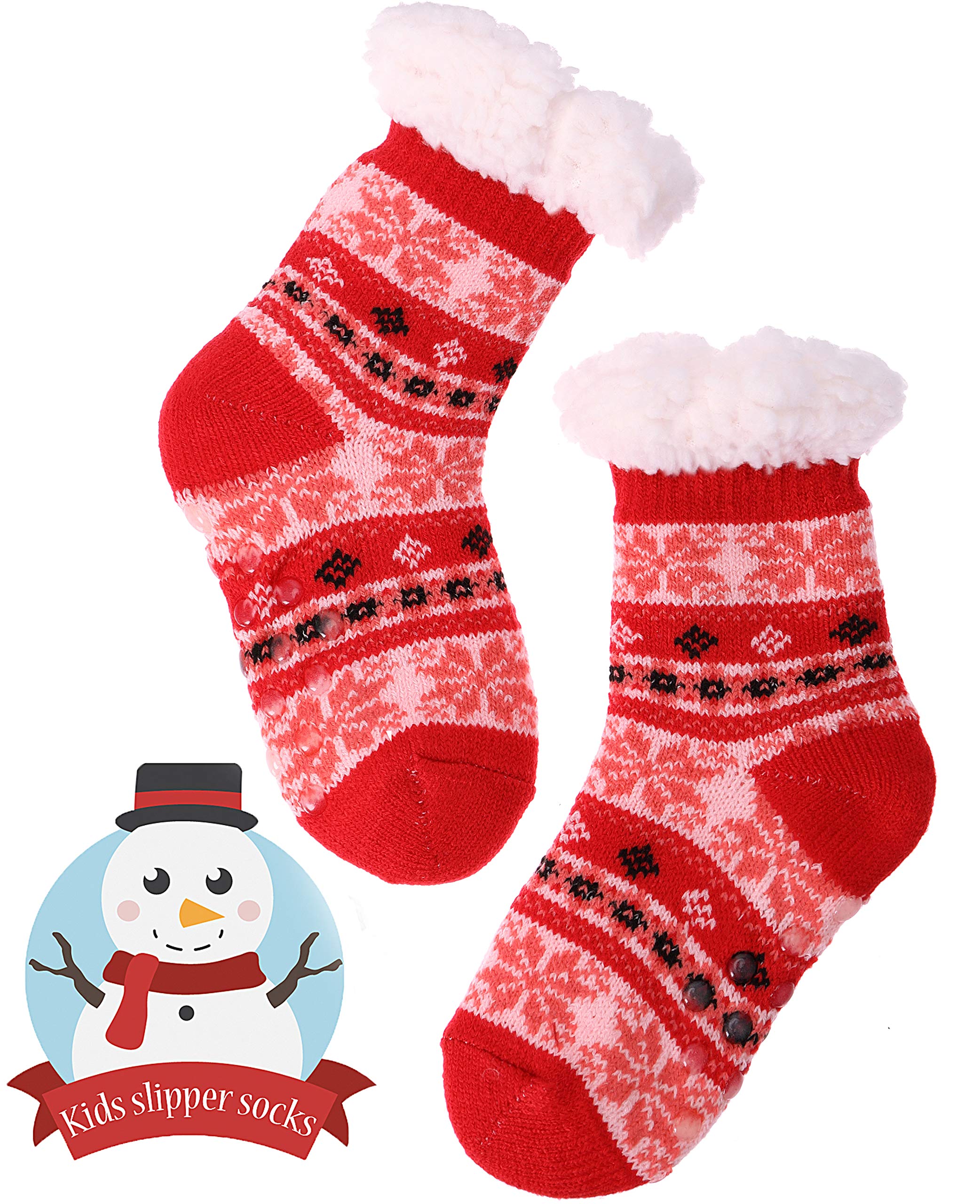 MOGGEI Girls Slipper Fuzzy Socks Kids Boys Fluffy Fleece Lined Warm Plush Sherpa Winter Child Home Socks