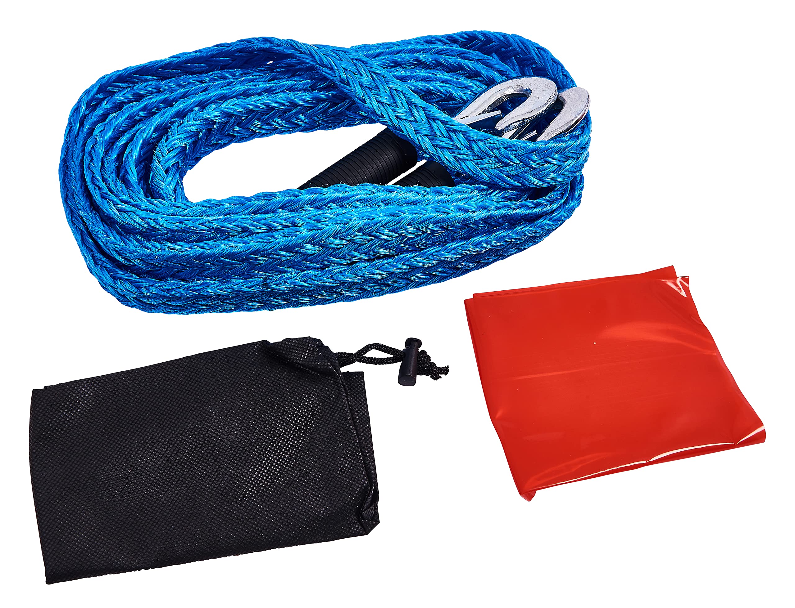 Amtech 4m Tow Rope (GS) 2000kg Max Load–Strong Forged Steel Hooks & Safety Flag
