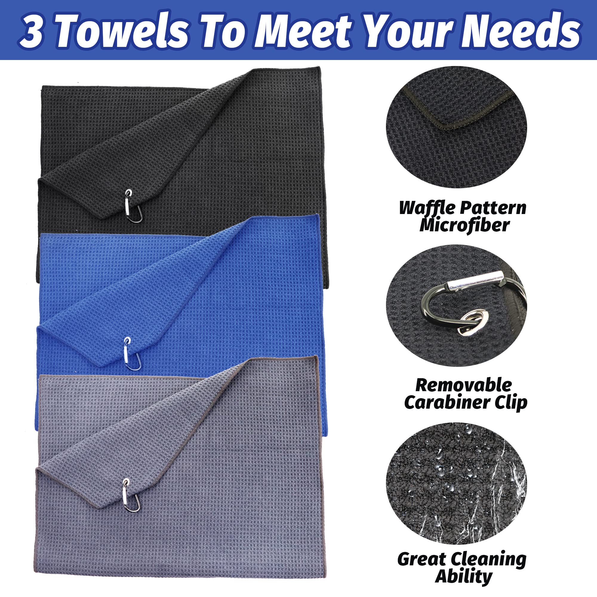 Amazon.com: Golf Towel Set - 3 Microfiber Waffle Pattern Golf