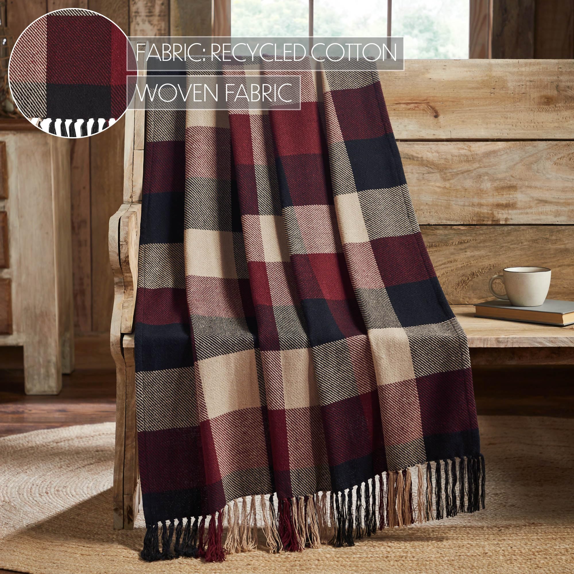 Amazon.com: VHC Brands Heritage Farms Primitive Check Woven Throw