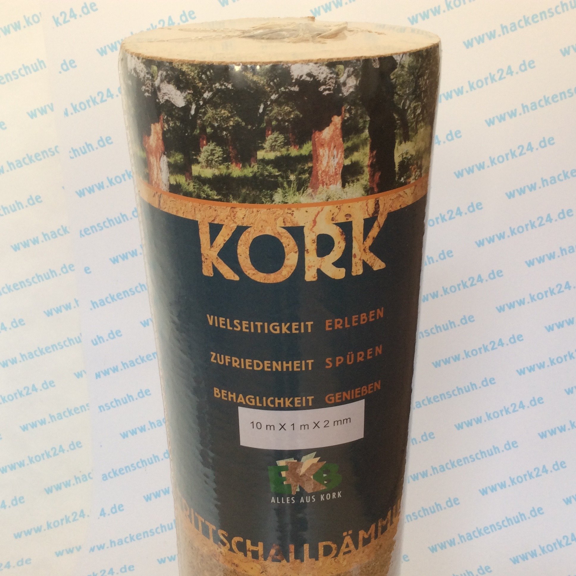 Trittschalldämmung 10x1m 2mm stark natürliche Dämmunterlage/Rollenkork für Parkett und Laminat