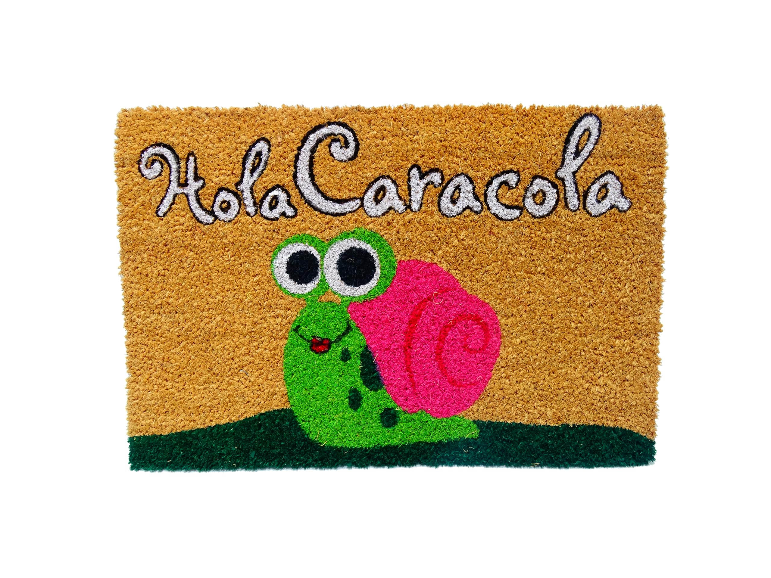 Koko DOORMATS felpudos Entrada casa Originales, Fibra de Coco y PVC, Felpudo Exterior Hola CARACOLA, 40x60x1.5 cm | Alfombra Entrada casa Exterior | Felpudos Divertidos para Puerta