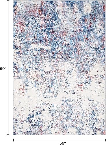 Miniatura 226 de SAFAVIEH Brentwood Collection - Alfombra de área de 9 x 12 pies, gris claro y azul, diseño abstracto moderno, no desprende pelusa y de fácil azul