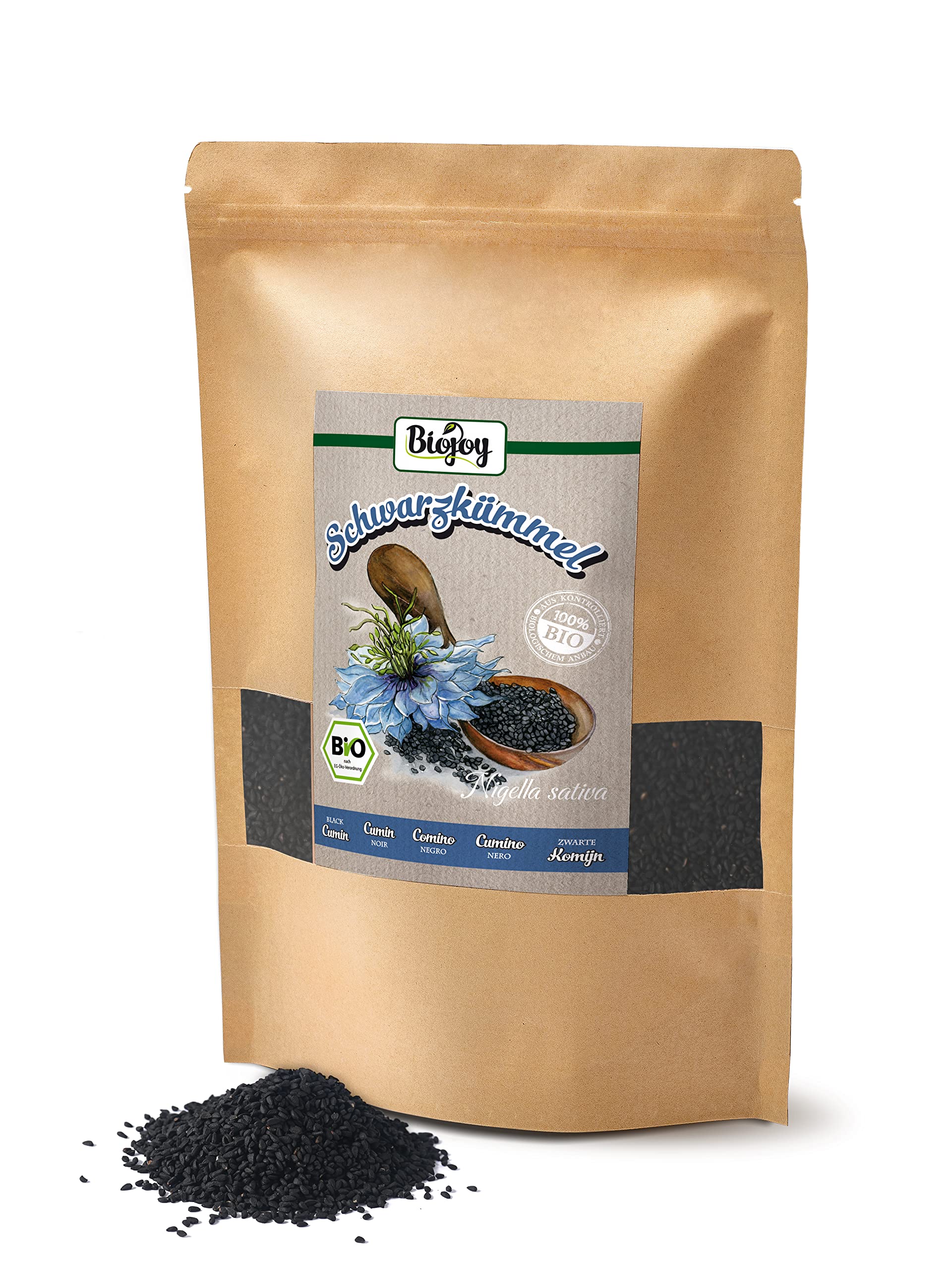 Biojoy Cumin noir BIO (1 kg), séchés et entières, Graines de cumin noir (Nigella sativa)