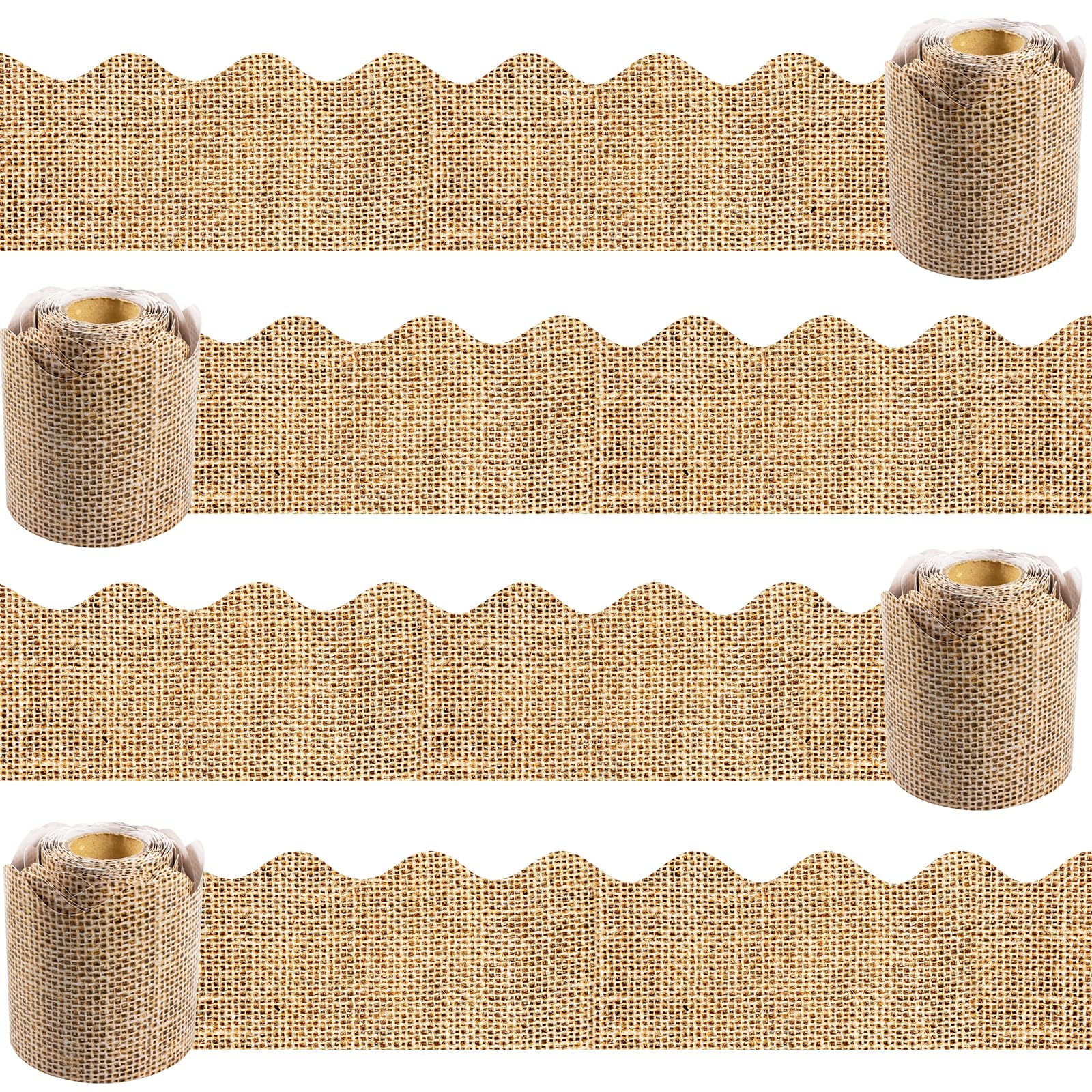Burlap Bulletin Board Borders, Bulletin Board Decorations, 144Ft Burlap Scalloped Rolled Border Trim for Teacher School Supplies Back to School