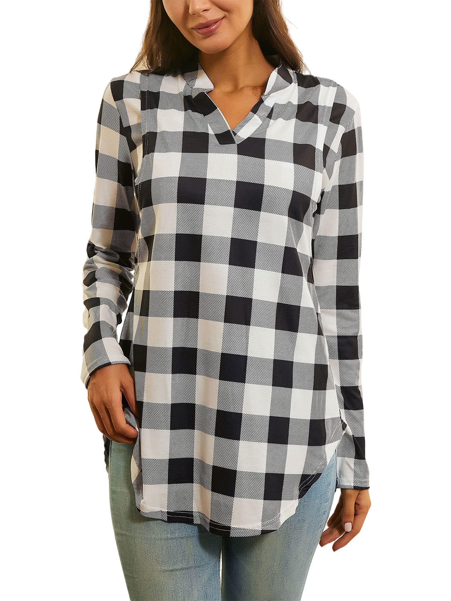 Damen Schwangerschaft Stilloberteile Plaid Schwangerschaft Langarm Bluse Kariert Stillen Pullover T Shirt Top