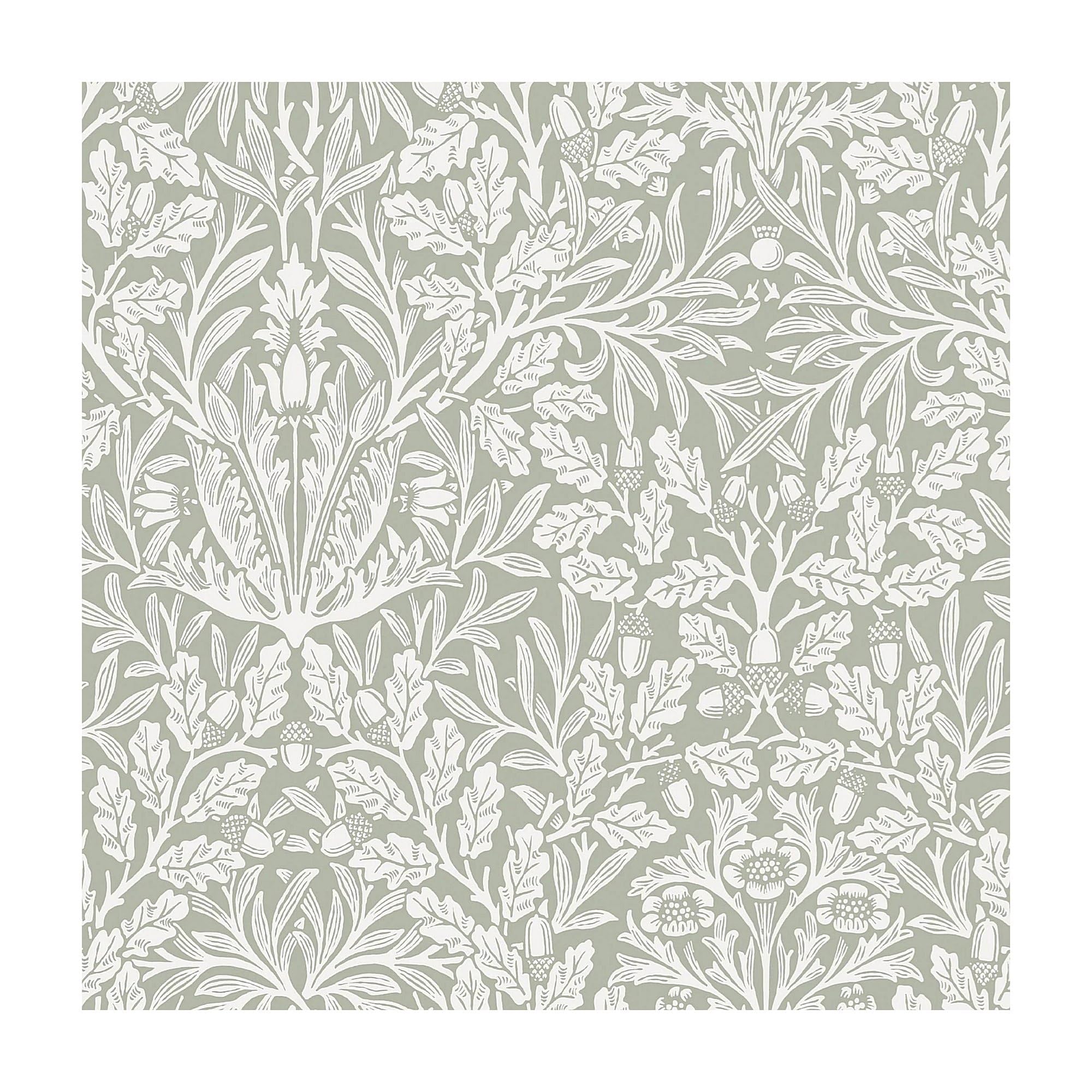 William Morris At Home Light/Cream Acorn Wallpaper | Sage