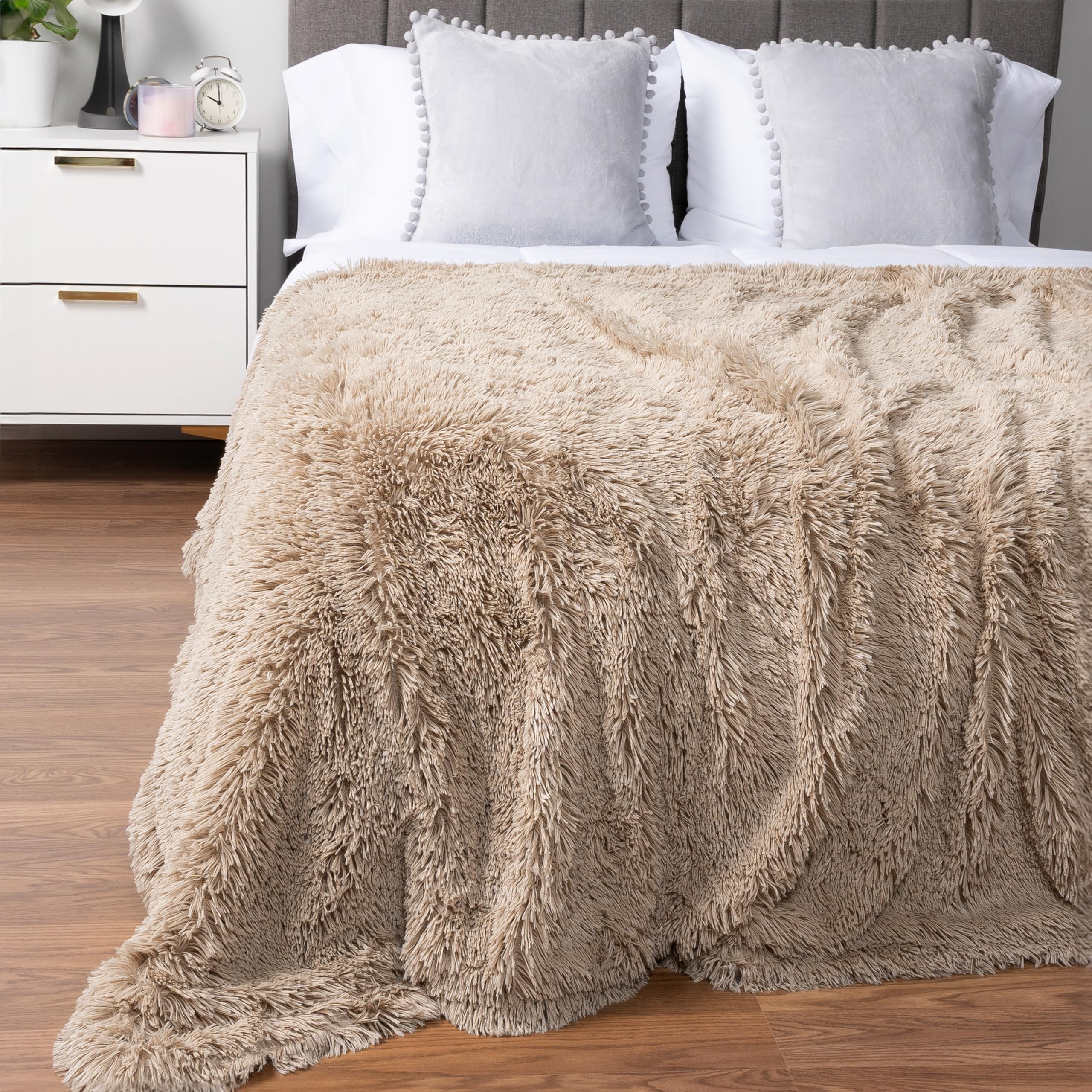 PAVILIA Coperta in pile sherpa per divano, morbida, pelosa, morbida, morbida, in flanella, per divano, 127 x 152,4 cm