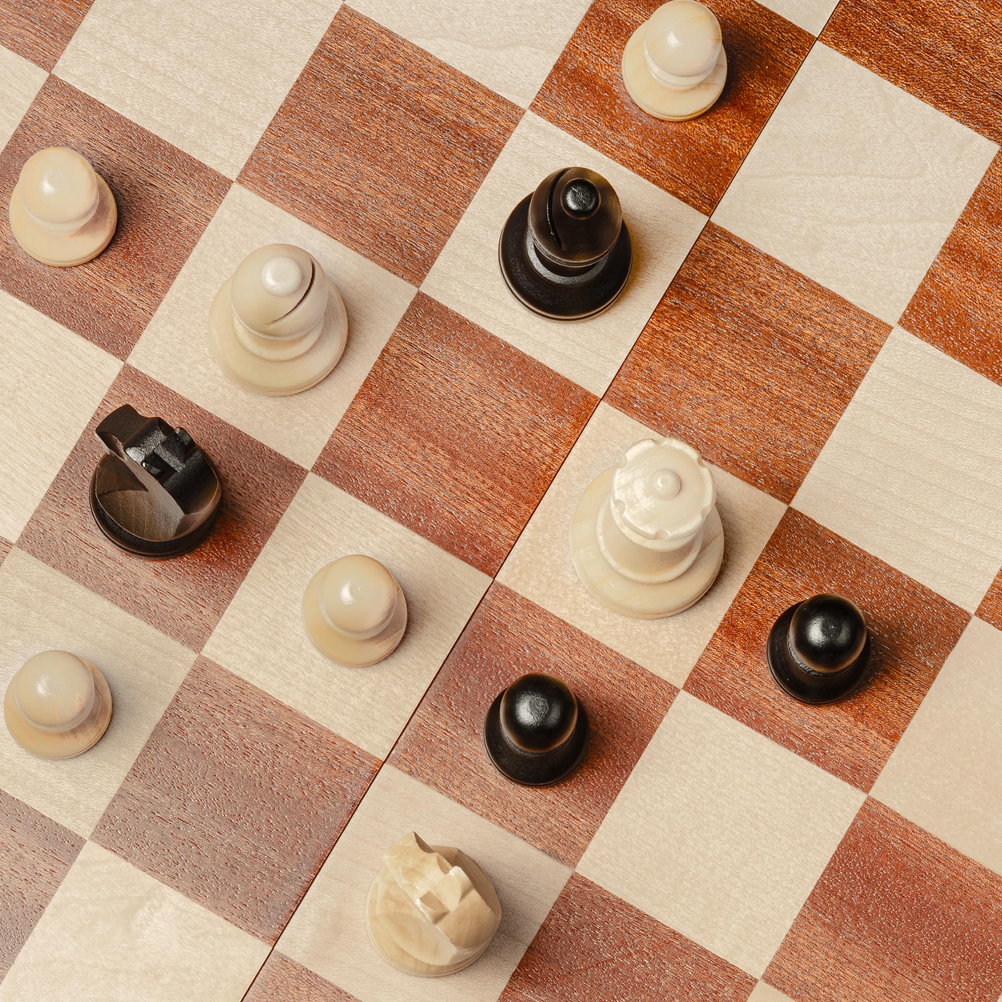 A&A 48cm hölzernes klappbares Schach Set / 9.6cm König Höhe Staunton Schachfiguren - Mahagonischachtel mit Ahorn- und Mahagoniintarsien