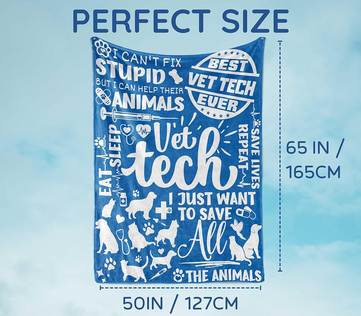 Vet Tech Gifts, Appreciation Gifts on Vet Tech Week, Graduation Gifts for Doctor Assistant, Veterinary Technician, Flannel Plush Throw Blanket, 50"x 65" - BLU