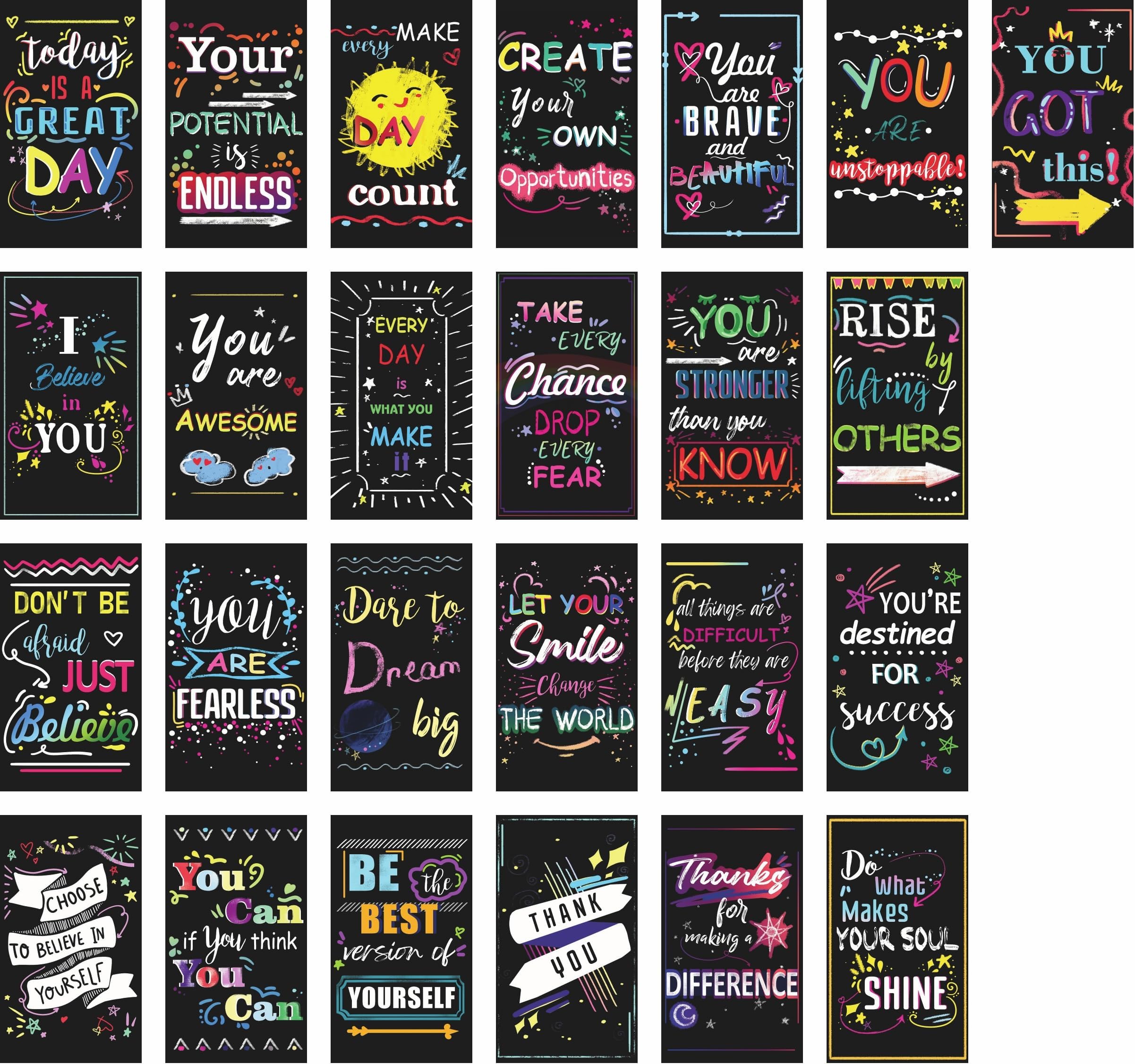 Iconikal Inspirational Sayings & Encouragements Magnets, 2 x 3.5-Inch, 50-Pack