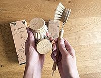 Vista 5 de eplanita Cabezales de cepillo de repuesto (paquete de 4) para cepillo de platos de bambú, repuestos de cerdas de sisal, fibras de cactus de agave