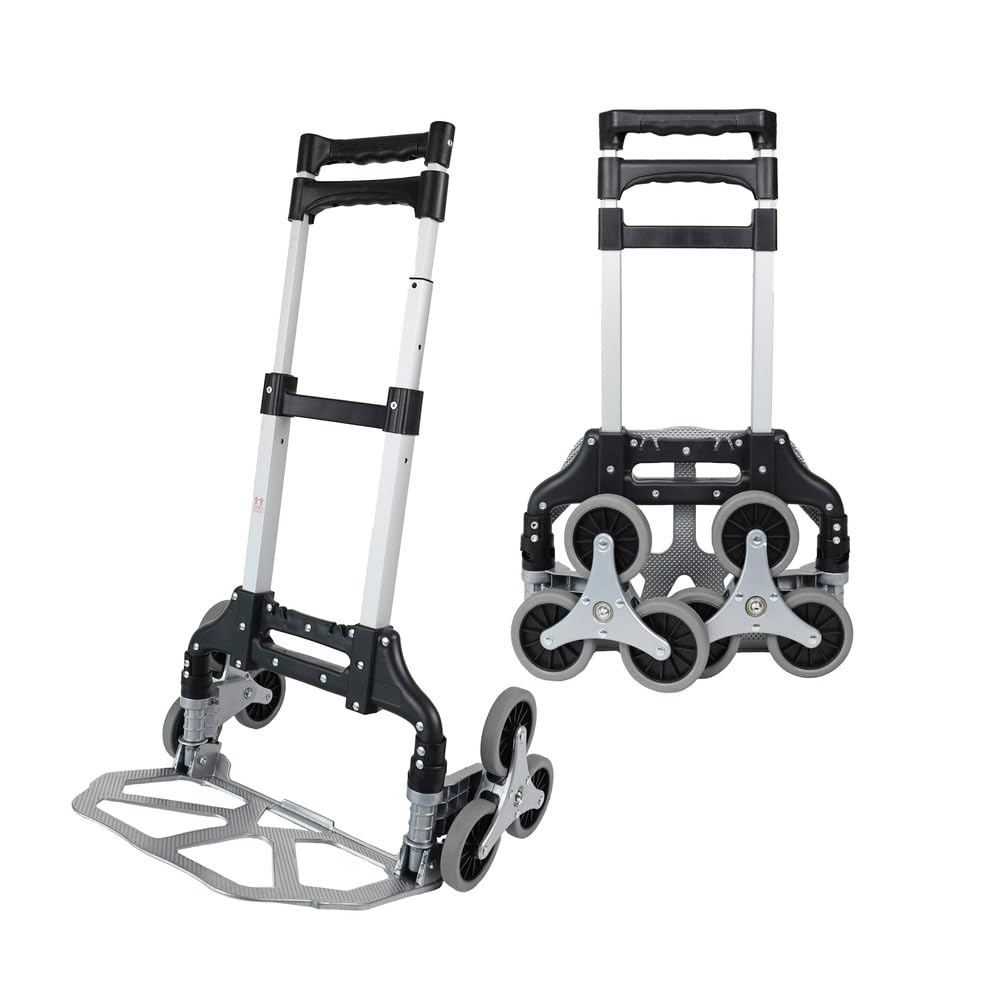Dönges Carretilla robusta para subir escaleras con carga máxima de 75 kg | Carretilla plegable con cuerda expansora para un agarre seguro | Fácil transporte en escaleras y superficies irregulares |