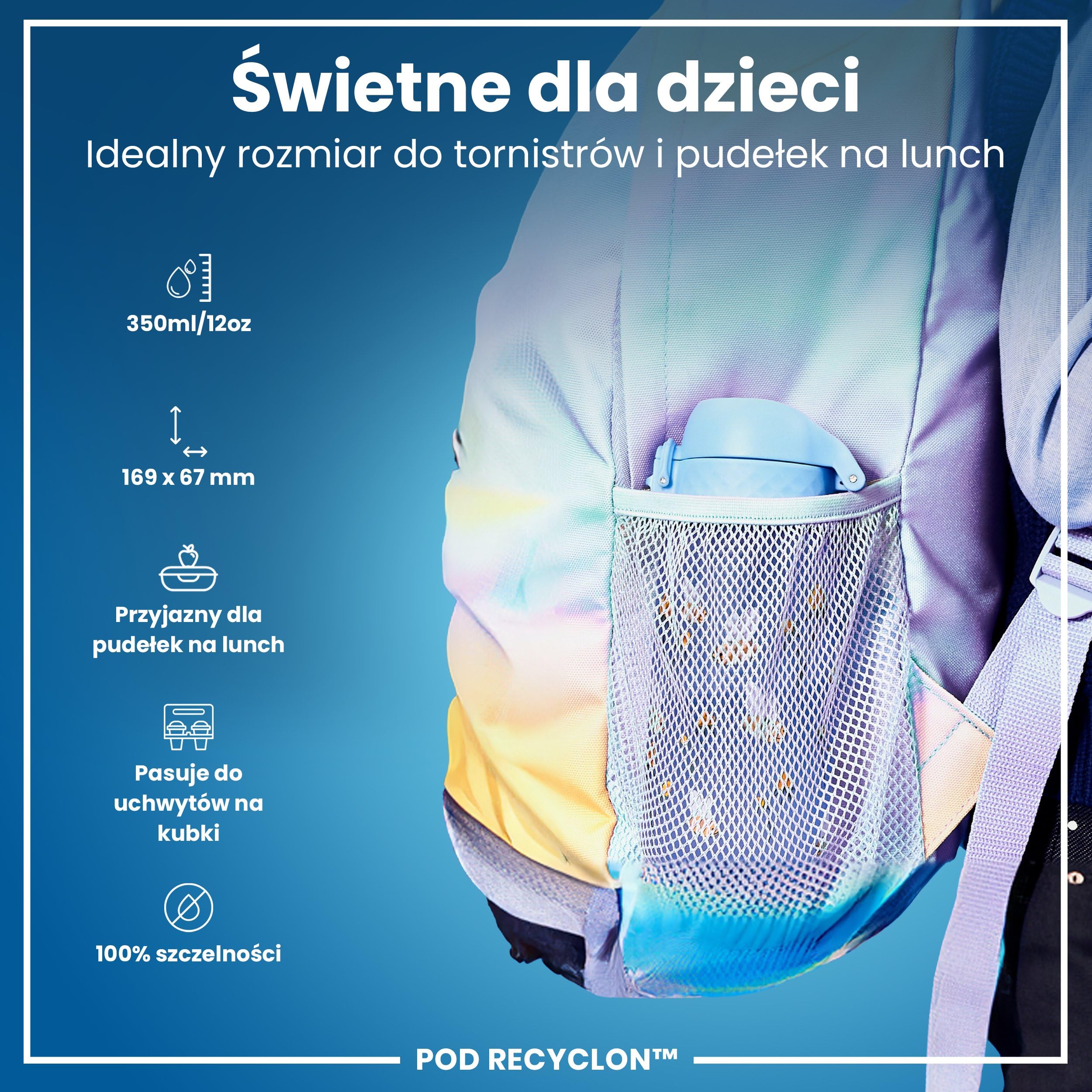 ION8 Butelka dla Dzieci, 350 ml/12 oz, Szczelna, Łatwa do Otwarcia, Bezpieczny Zamek, Można Myć w Zmywarce, Bez BPA, Uchwyt do Przenoszenia, Łatwa do Czyszczenia, Bezwonny, Trzmiele