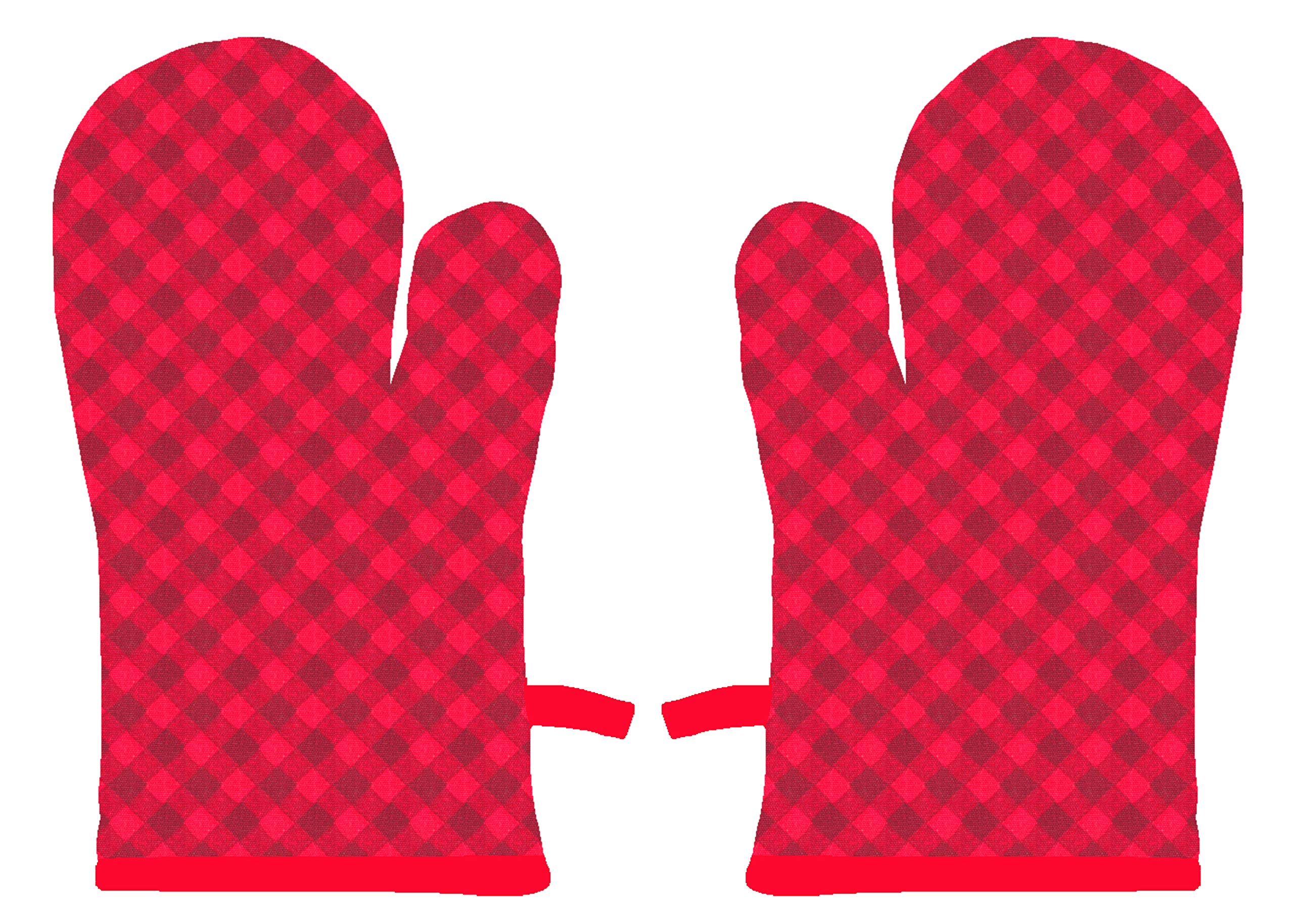 Airwill 100% Heat Resistance, Checkered Designed Kitchen Oven Mitts (Gloves) (Red, Black, Pack of 2)