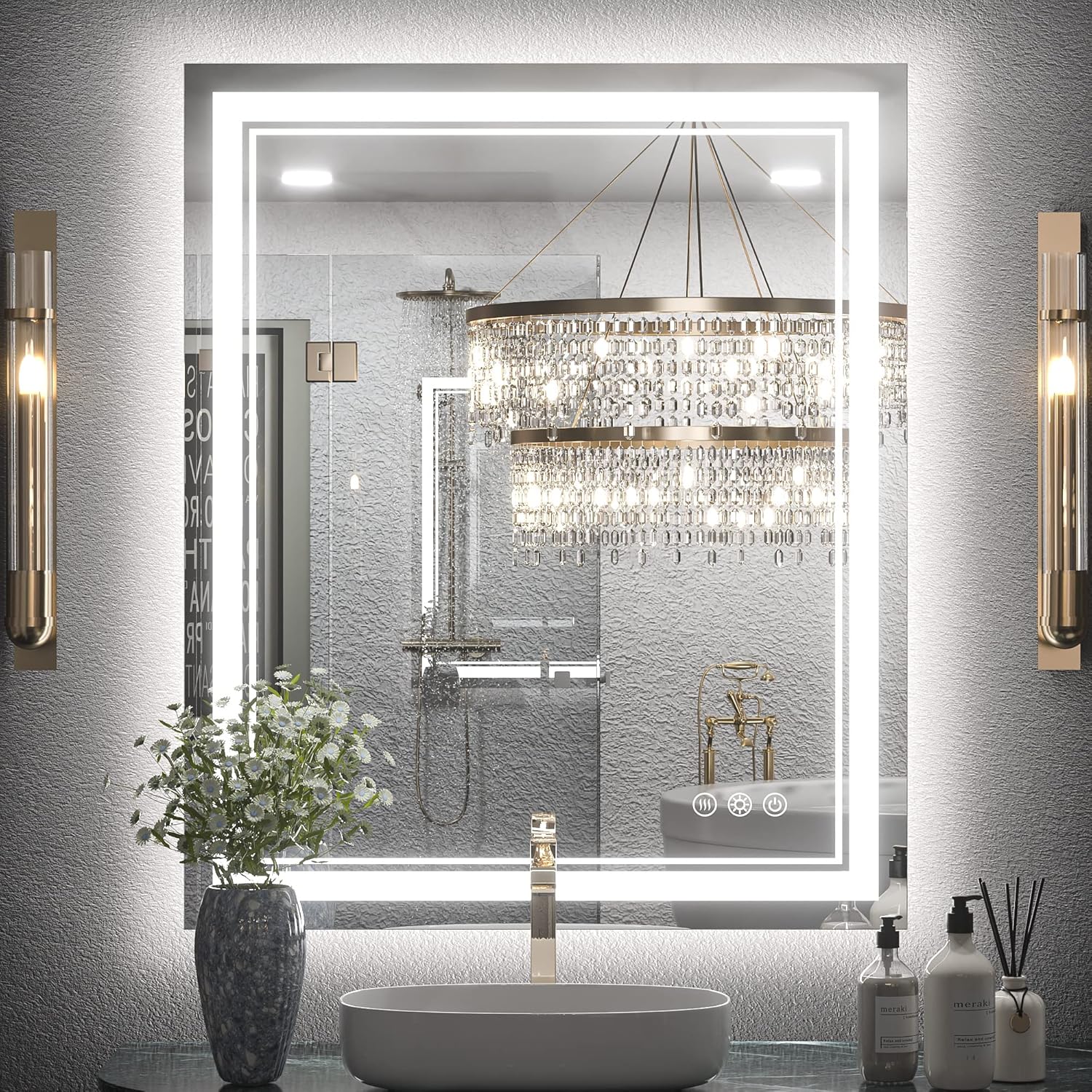 Keonjinn LED Bathroom Mirror 30 x 36 Inch with Front and