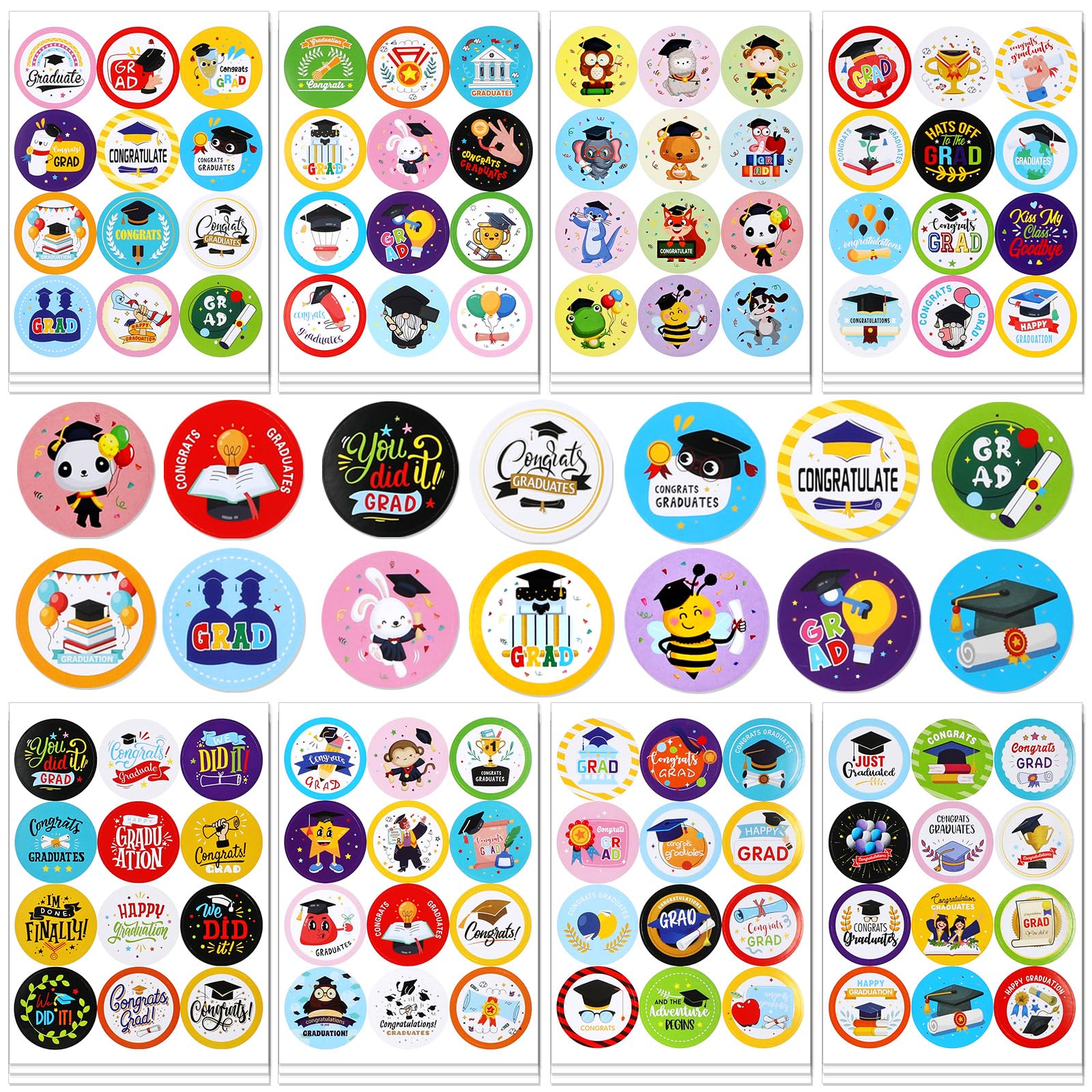 HOWAF 288pcs Preschool Graduation Stickers, Congrats Grad Stickers Kindergarten Graduation Sticker Class of 2025 for Congrats Grad Celebration Gift