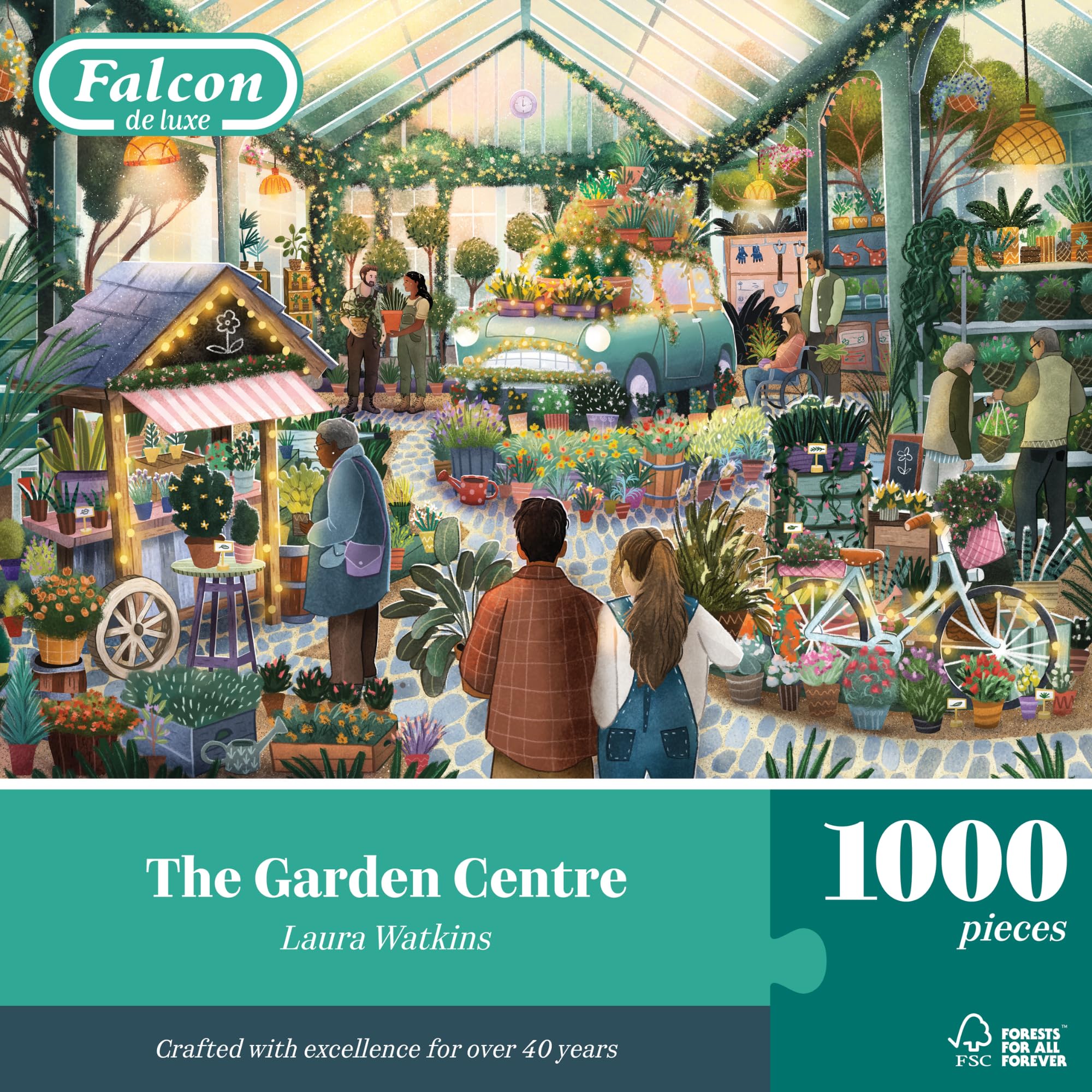 Falcon The Garden Centre, 1000 Piece Jigsaw Puzzle for Adults - Beautifully Illustrated 1000Pc Adult Jigsaws, Fun Present & Activity for Home, Puzzles for Rainy Days, Birthday Jumbo