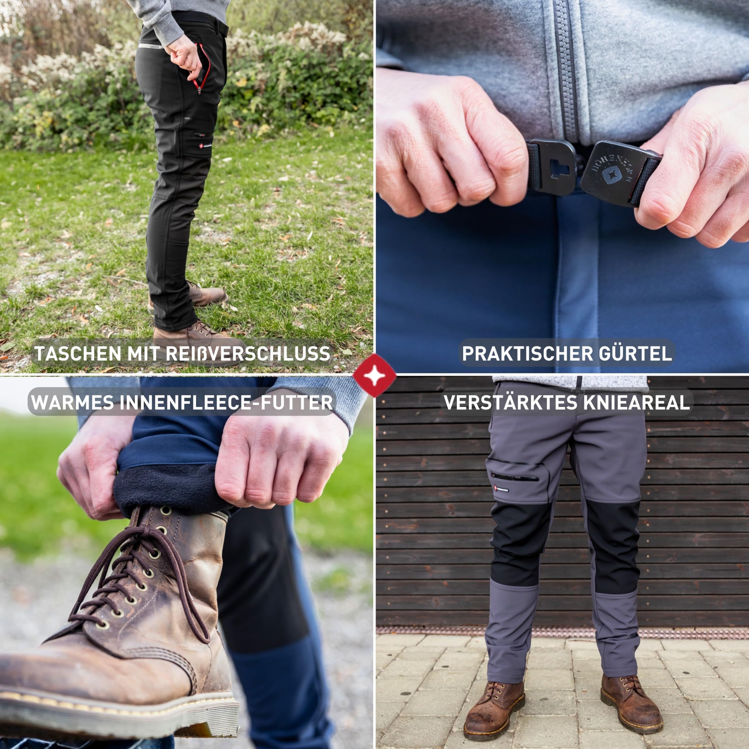 Höhenhorn Trekmaster Pantalon de randonnée en softshell pour homme - Pantalon d'hiver doublé - Pantalon de snowboard