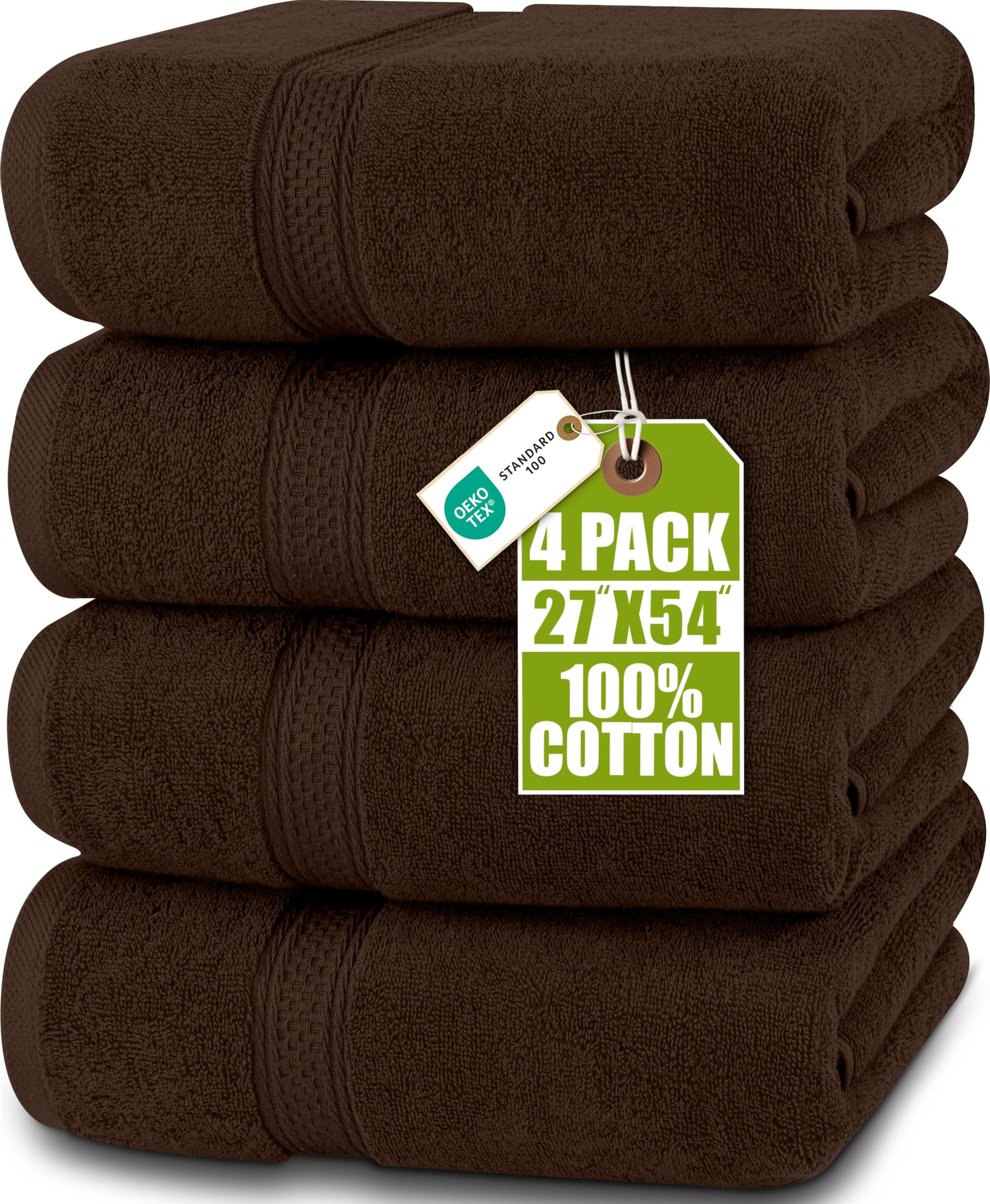 Utopia Towels - 4 Piece Bath Towels Set (69 x 137 CM) - Premium 100% Ring Spun Cotton - Quick Dry, Highly Absorbent, Soft Feel Towels, Perfect for Daily Use (Brown)