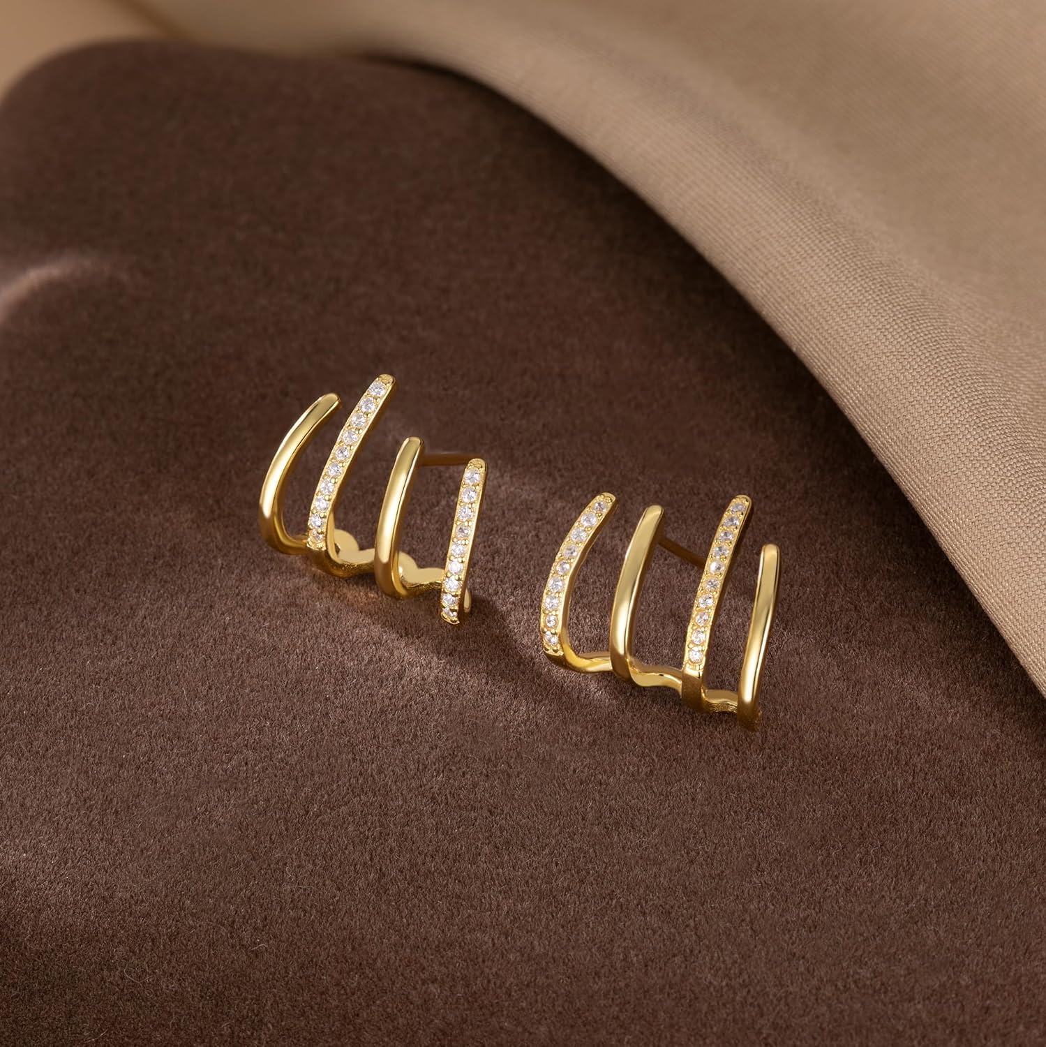 Reffeer Solid 925 Sterling Silver Half Hoop Earrings Wrap for Women Cuff Earrings Piercings Studs - Image 6