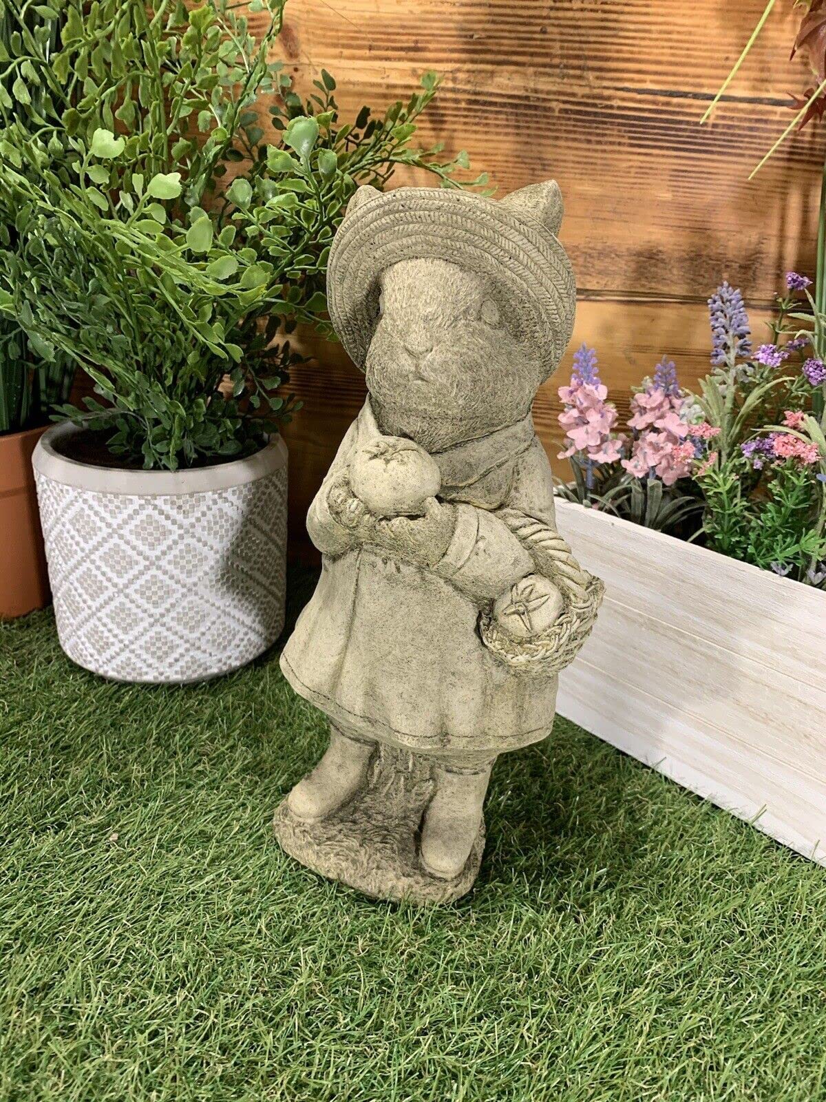 J And L Stone Ornaments Stone Garden Wind In The Willows ‘Rabbit With Hat’ Concrete Statue Ornament