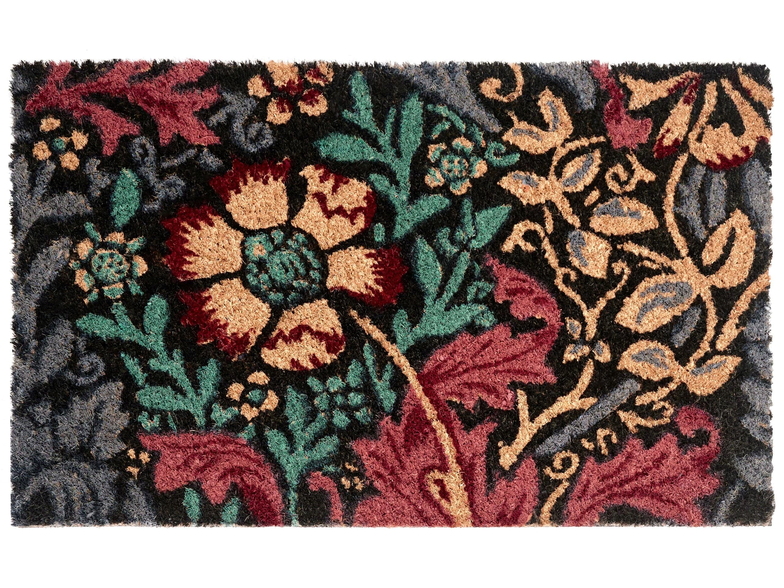 Beliani Paillasson Moderne en Fibre de Coco 45 x 75 cm Motif Floral Antidérapant en PVC Intérieur Extérieur Multicolore Illiamna