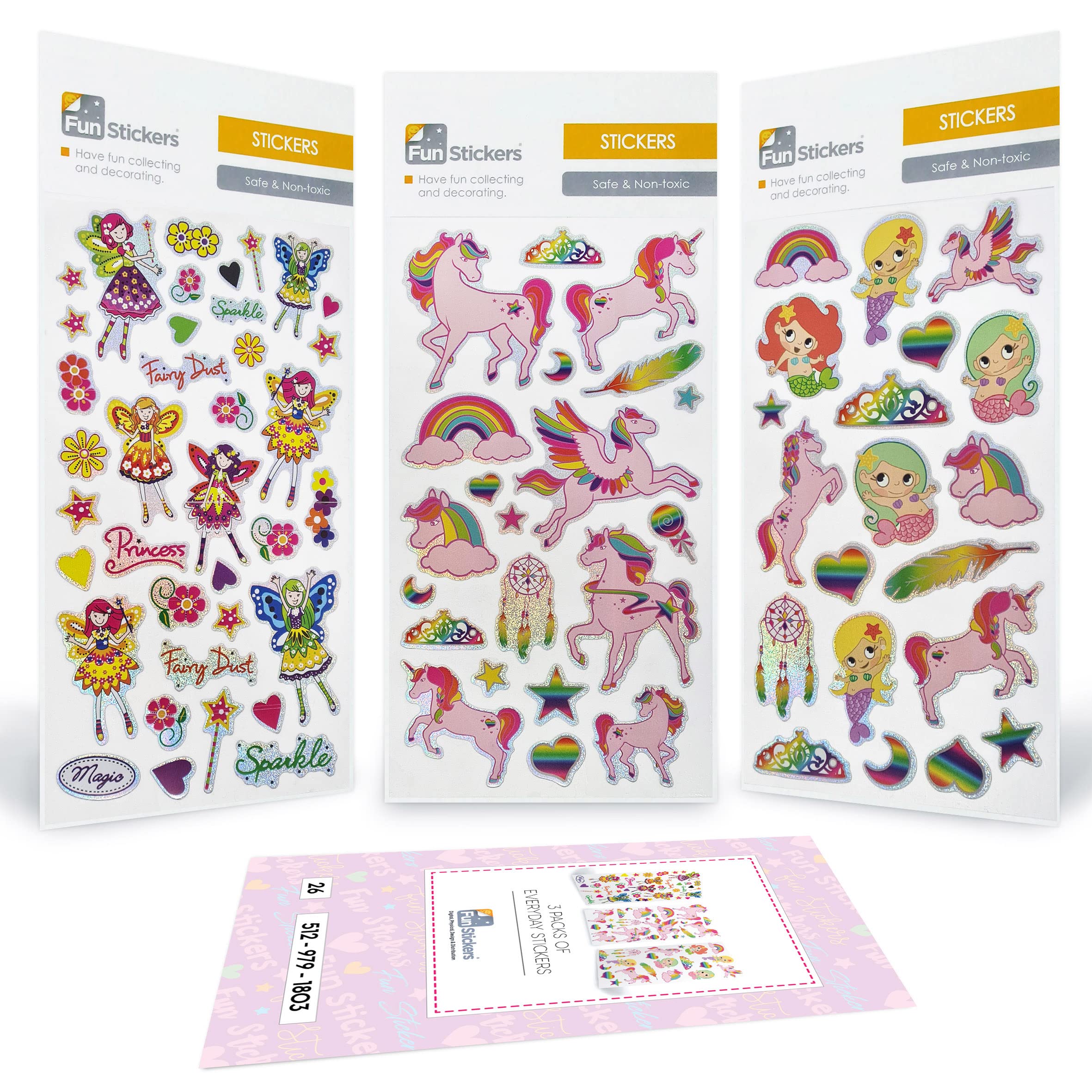 Pegatinas niños adultos - 3 láminas pegatinas unicornios sirenas paz y amor - Para libretas reseñas actividad manual bolsa cumpleaños piñata recordatorios - Pegatinas geniales recompensa a los peques