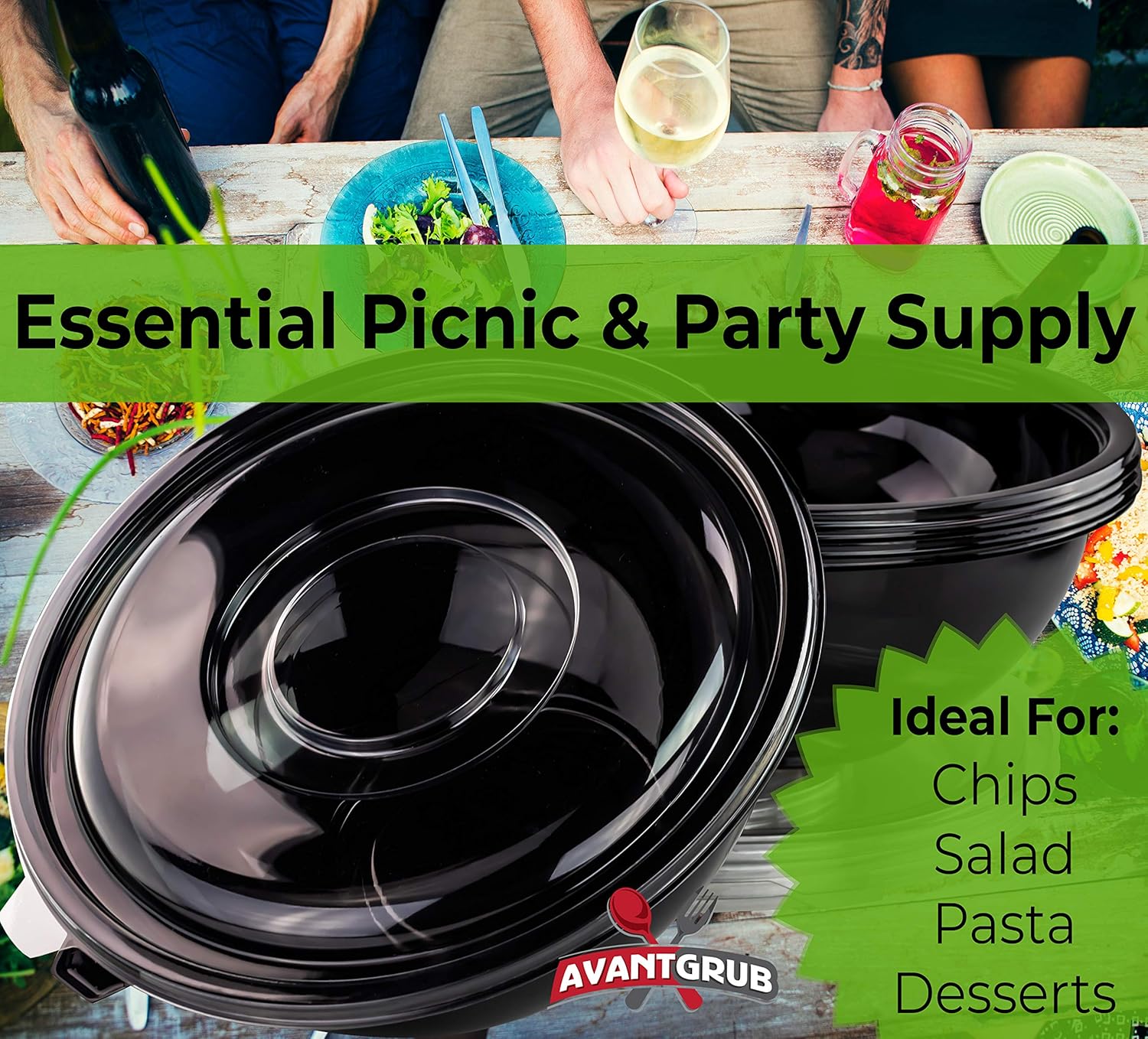 Recyclable Large 160 Oz Serving Bowls with Lids 4pk. Fit Any Party Sized Hot or Cold Food or Dessert With Our Catering-Grade Big Disposable Bowl With Cover Great for Picnic Buffet or Cookout Supplies - Image 5