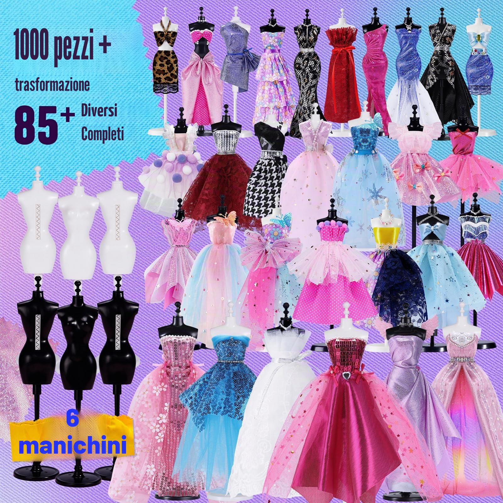 ONE TO FOUR 1000+ Pezzi – Kit Di Design Di Moda Per Ragazze con 6 Manichini, Kit Per Arte e Artigianato Creativi, Kit Da Cucito Per Bambini, Regalo di Compleanno per Bambine, 6 7 8 9 10 11 12+ anni
