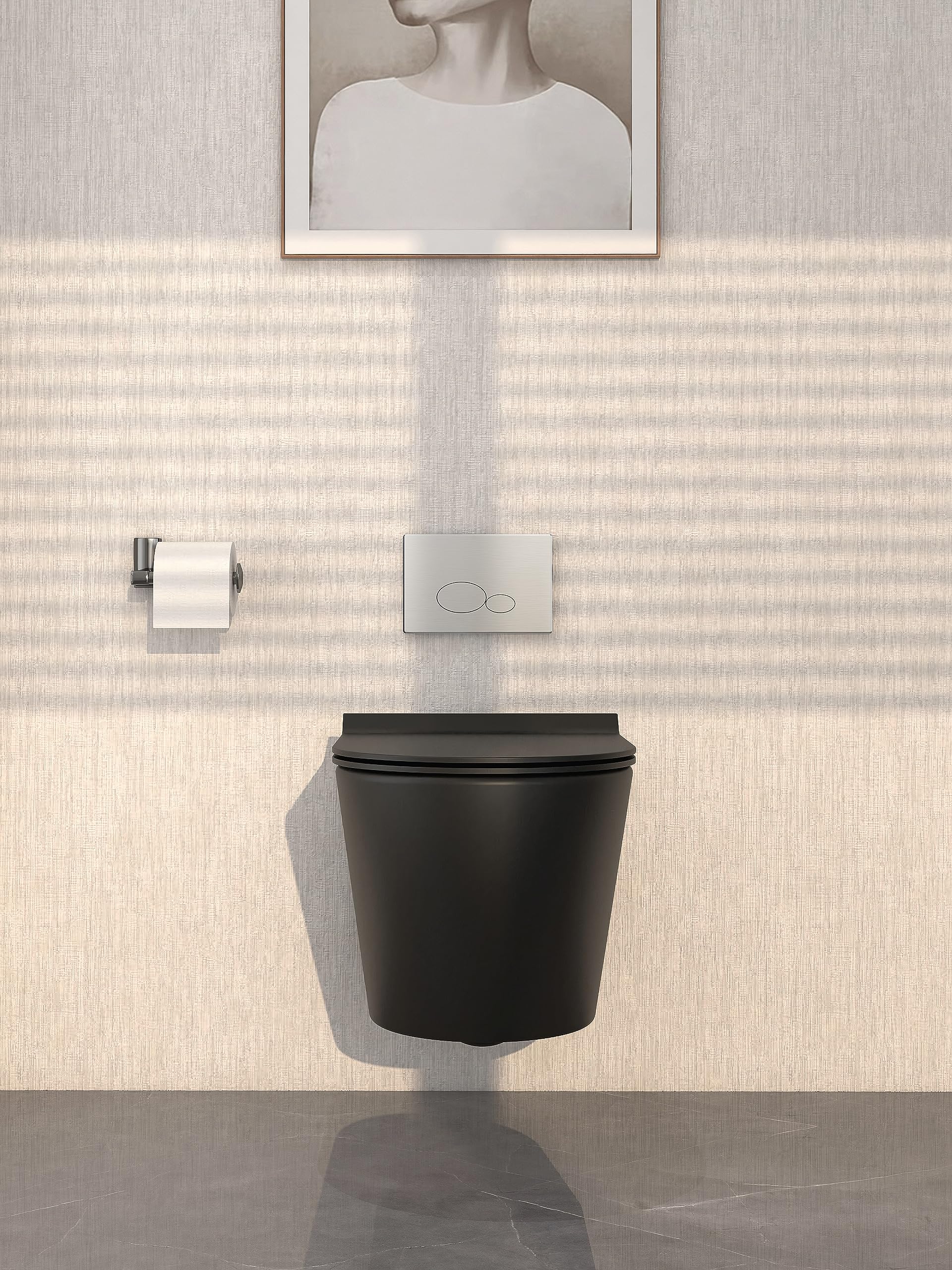 MEJE Wc autoportante con rivestimento nano senza telaio Wc sospeso in ceramica nera