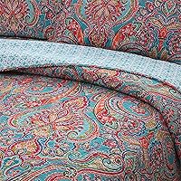 Vista 8 de Newrara Jacquard estilo algodón 3 piezas patchwork colcha Boho edredón juegos Queen (rojo)