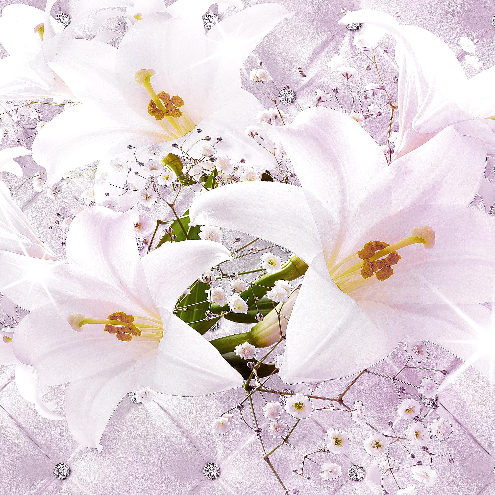 Runa Art Fiori Gigli Quadri Soggiorno Grande Pink Viola Astratto 120 x 80 cm 3 Pezzi Decorazione Murale 030431b