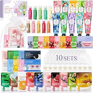 70 PCS Spa Party Supplies for Girls，Spa Party Favors for Women with Face Masks Skincare,Hand Cream，Lip Balm，Under Eye Patches，Lip Mask，Bulk Birthday Sleepover Supplies for Bridal Wedding Christmas