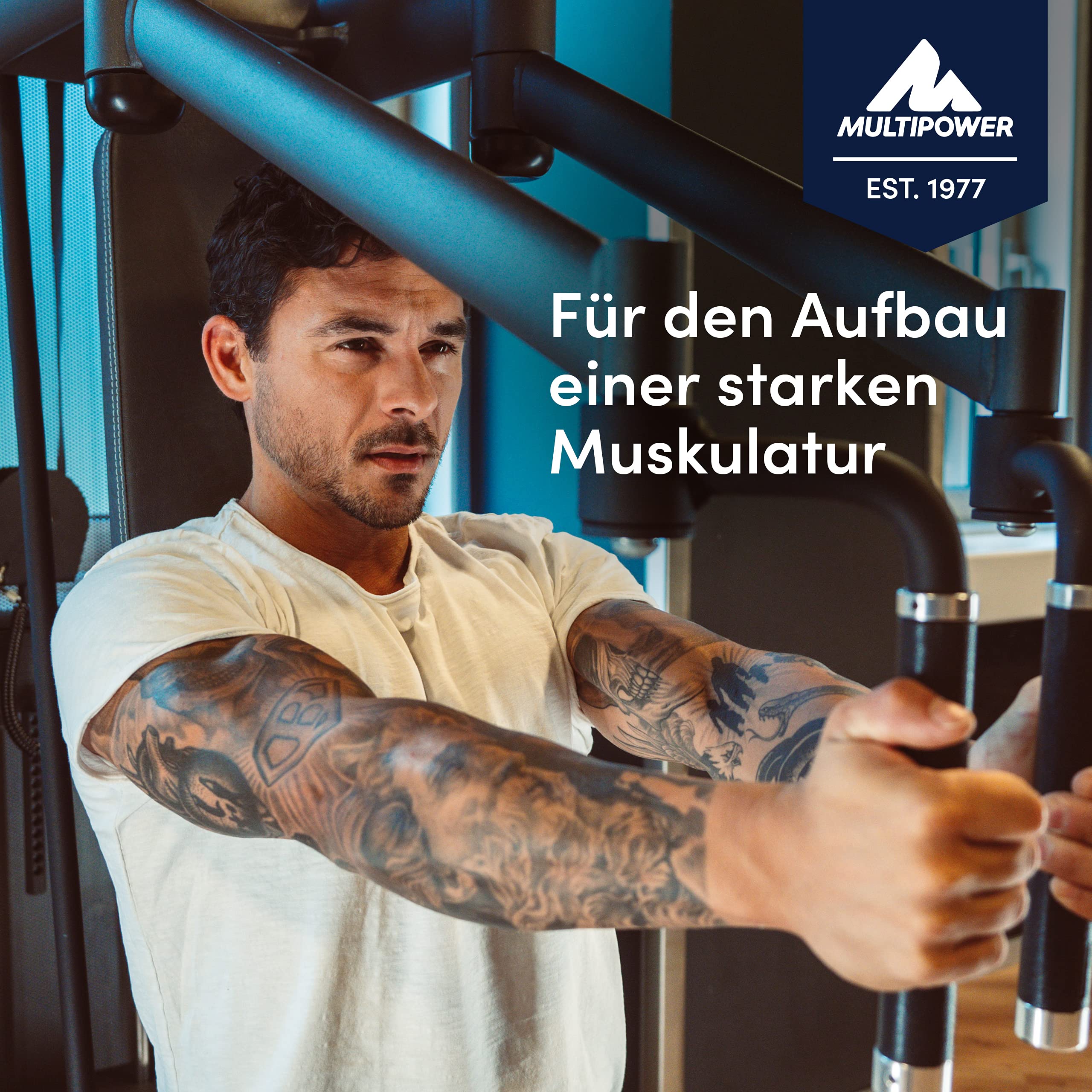 Multipower 53% Protein Boost – 20 x 45 g Protein Riegel Cookies & Cream mit 53% hochwertigem Protein – 24 g Eiweiß und 1,3 g Zucker je Eiweißriegel