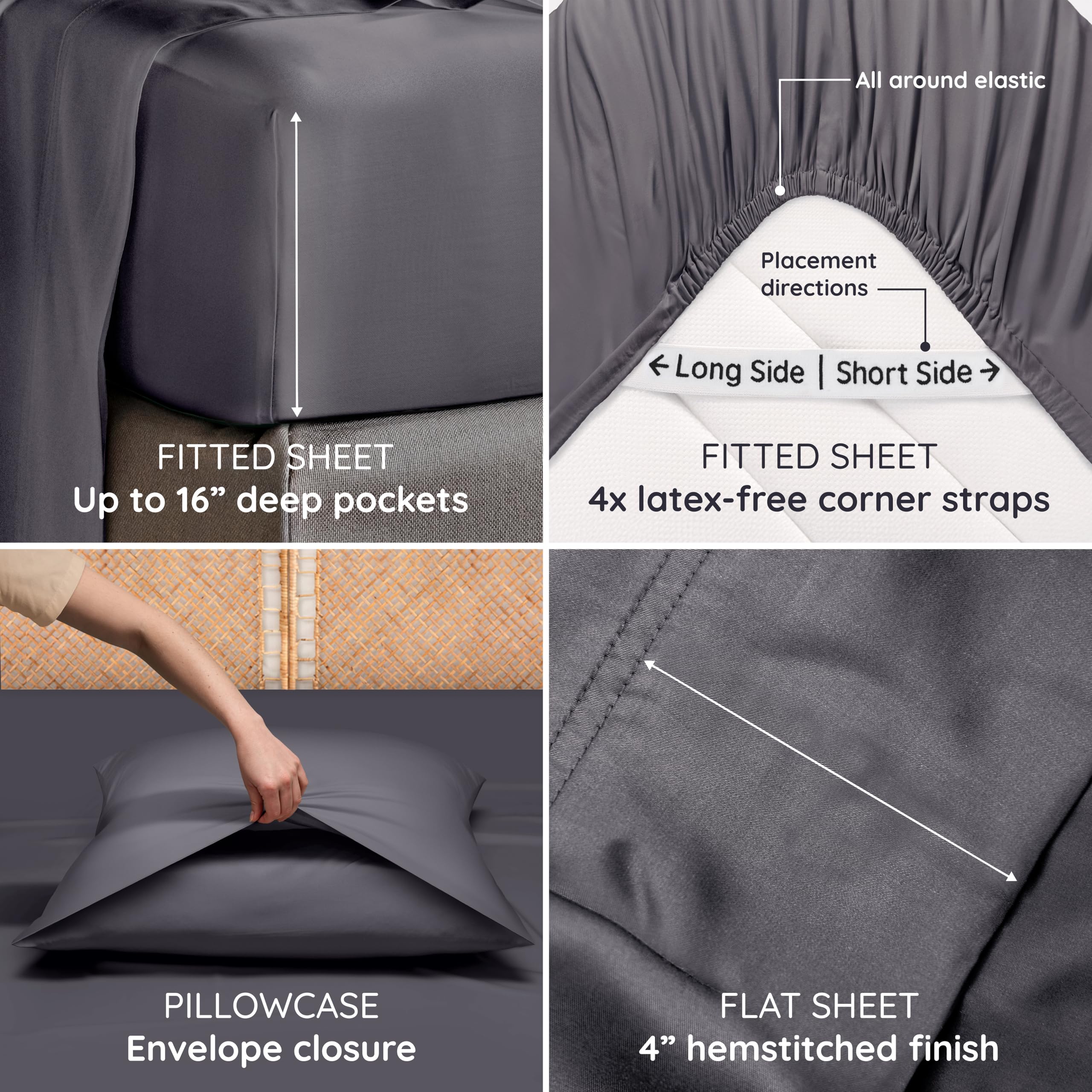 Bambaw 100% Viscose Derived from Bamboo Sheets Queen Size Set – 4pcs Cooling She — product photo